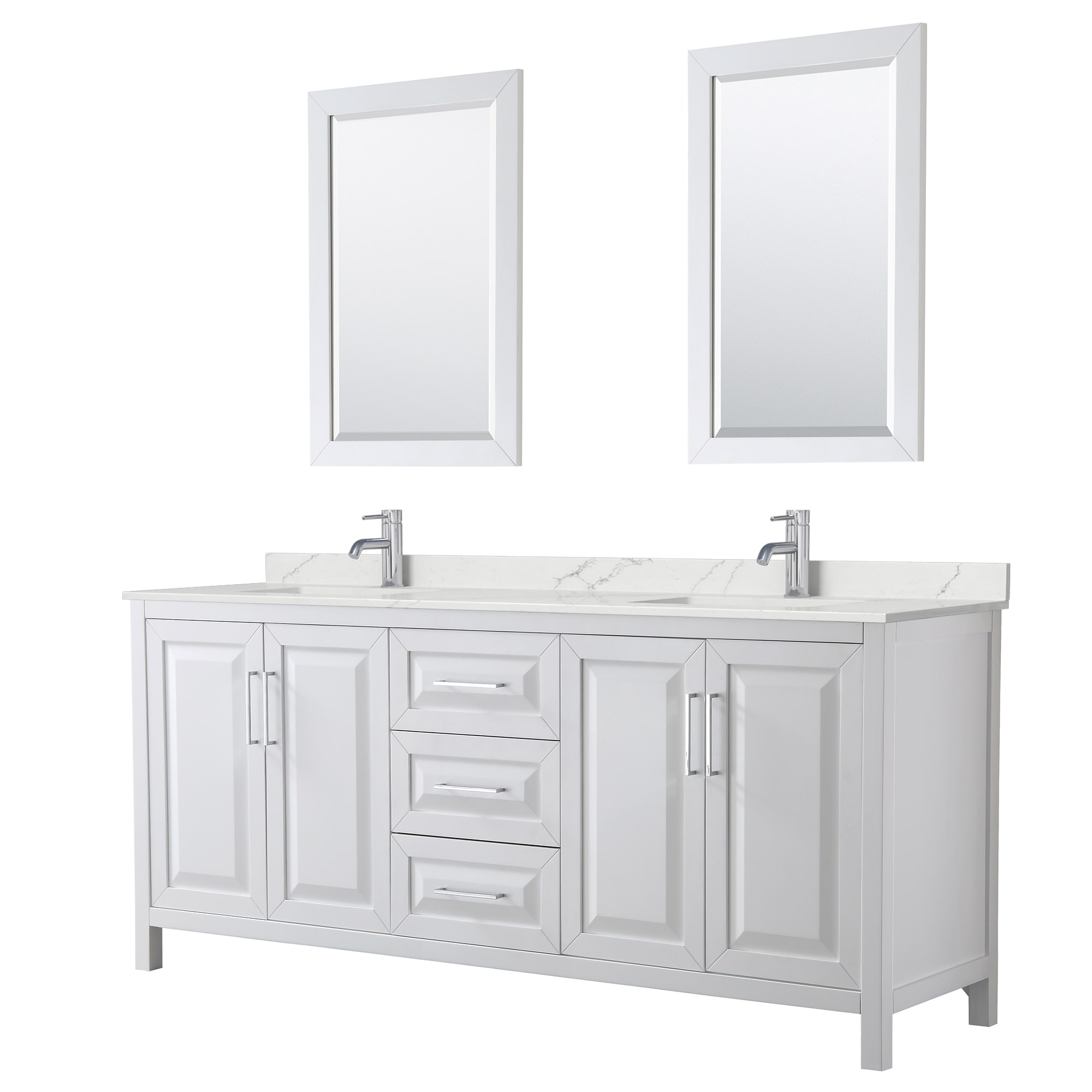 Wyndham Collection - Daria 80-in White with Polished Chrome Trim Undermount Double Sink Bathroom ...