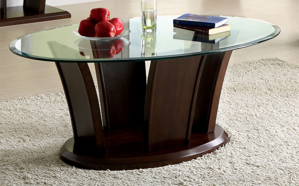 Furniture of America IDF-4104C Allens Clear Glass Modern Coffee Table with Storage