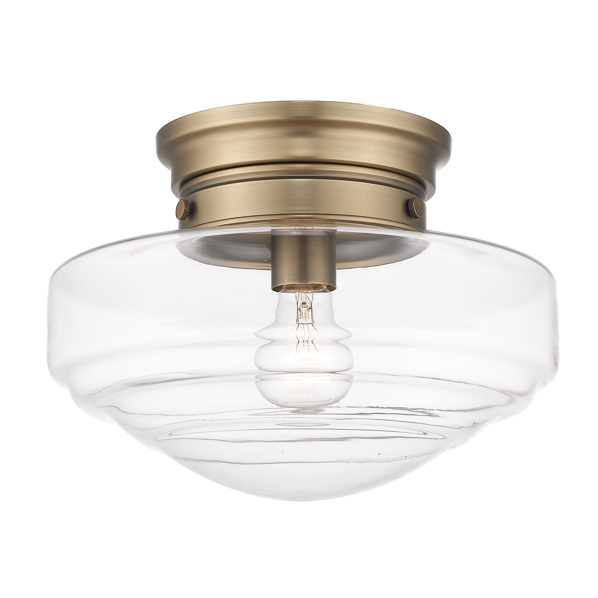 Golden Lighting 0508-SF MBS-CLR Ingalls 1 -Light 4.07-in Polished Gold Semi Flush Mount Light