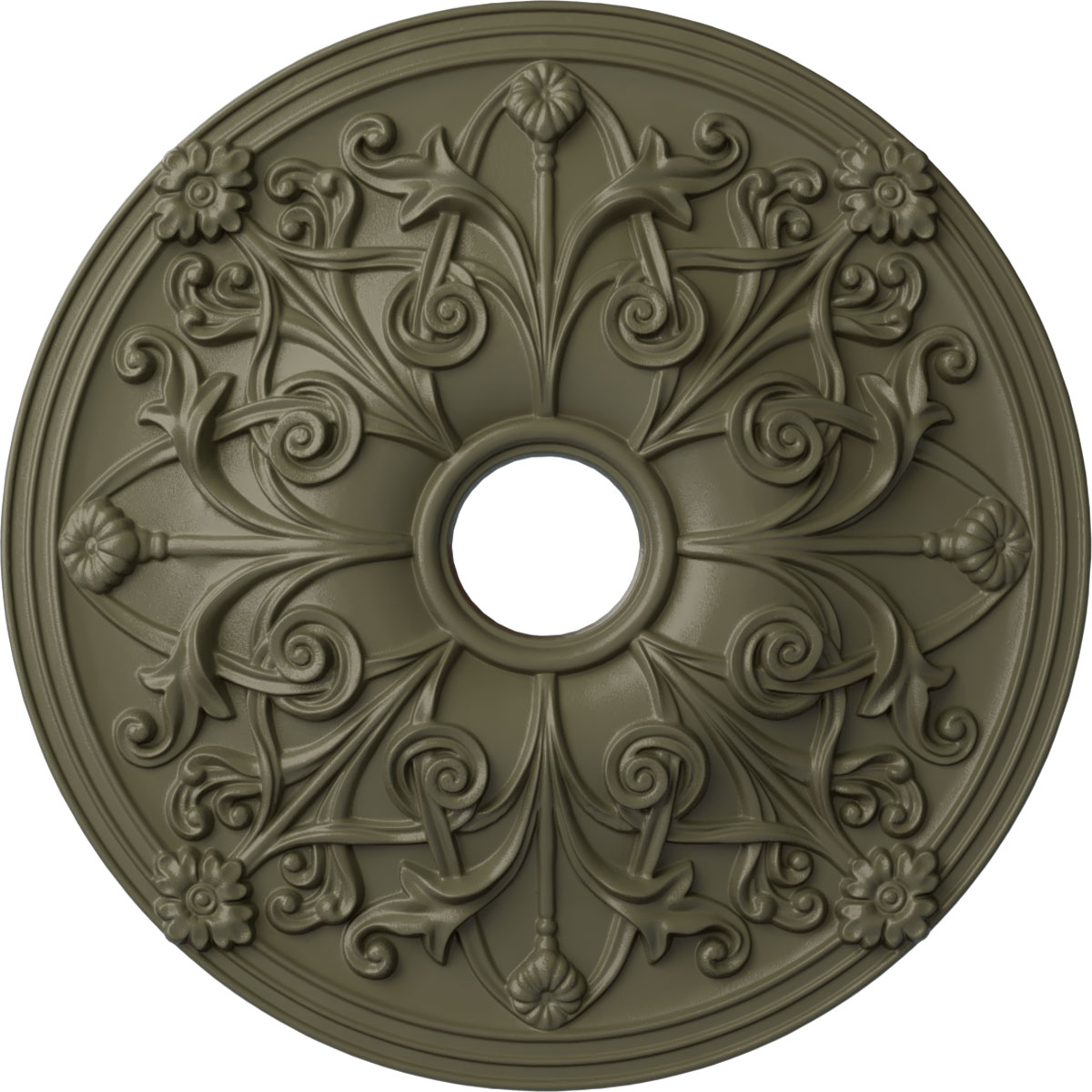 Ekena Millwork CM23JASSF Jamie 23.625-in W x 23.625-in L Painted Spartan Stone Polyurethane Whole Ceiling Medallion