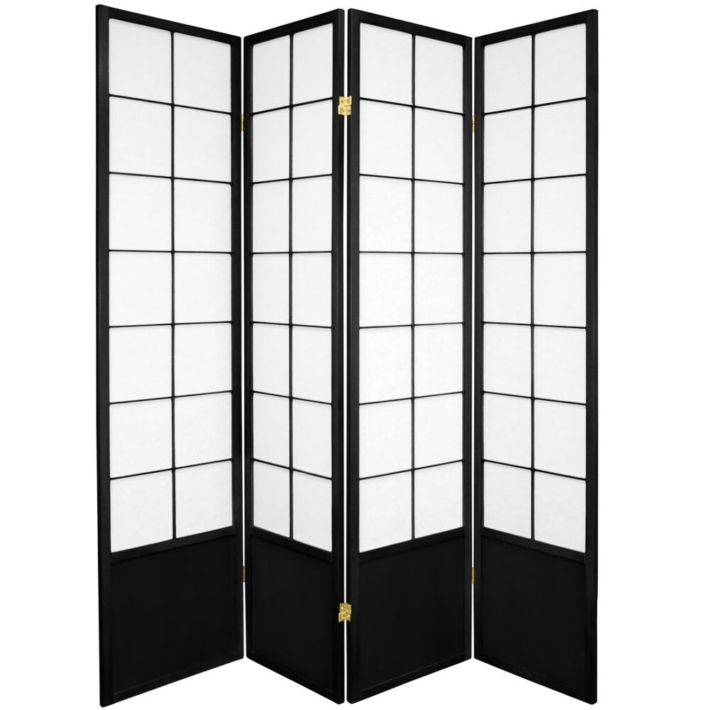 Red Lantern SSZEN-BLK-4P 4 -Panel Black Wood Folding Shoji Style Room Divider