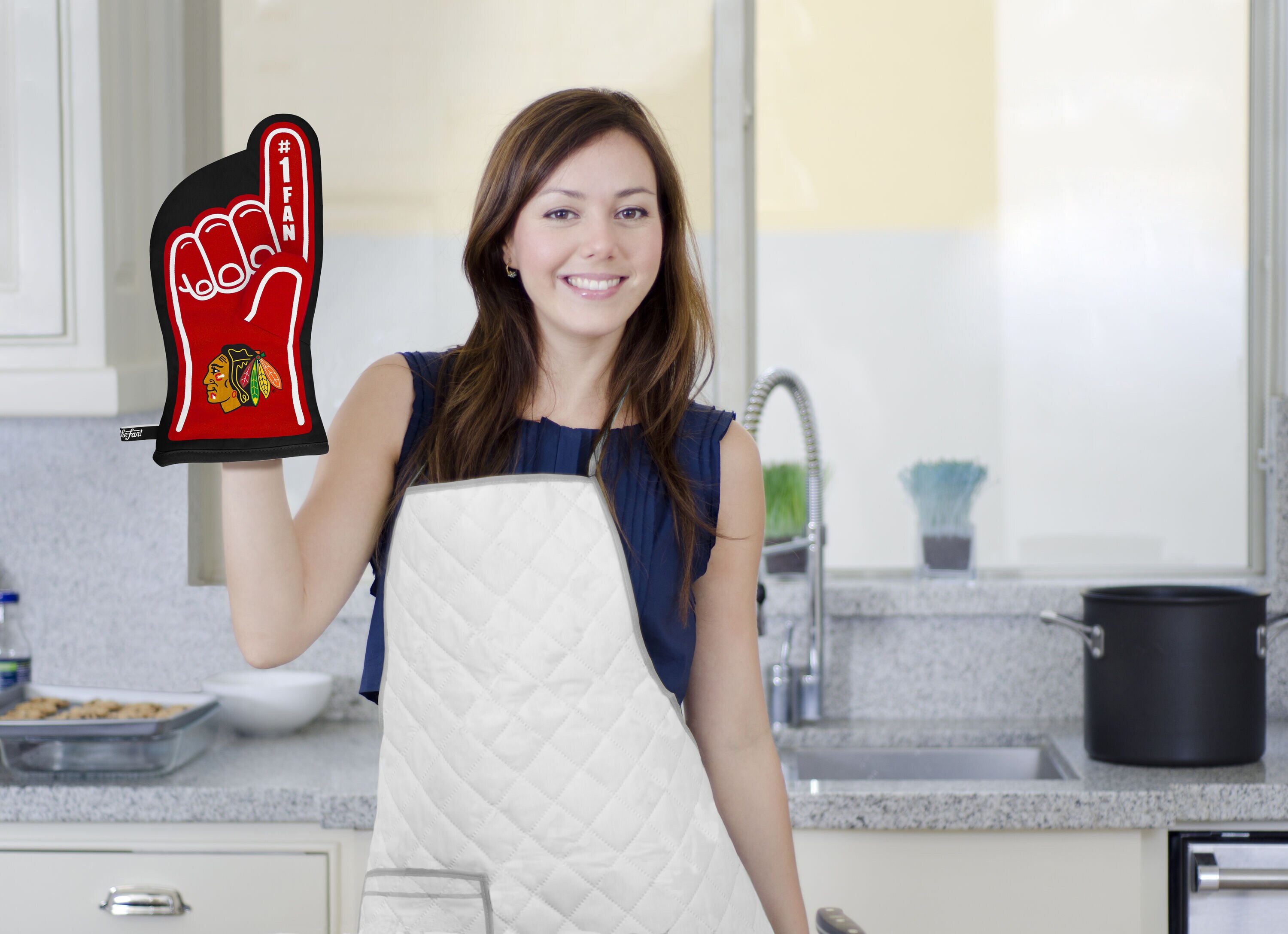 Chicago Blackhawks Kitchen Oven Mitt BBQ Mitt Handmade Unisex Quilted  Choose Right or Left Hand / Set of Both 