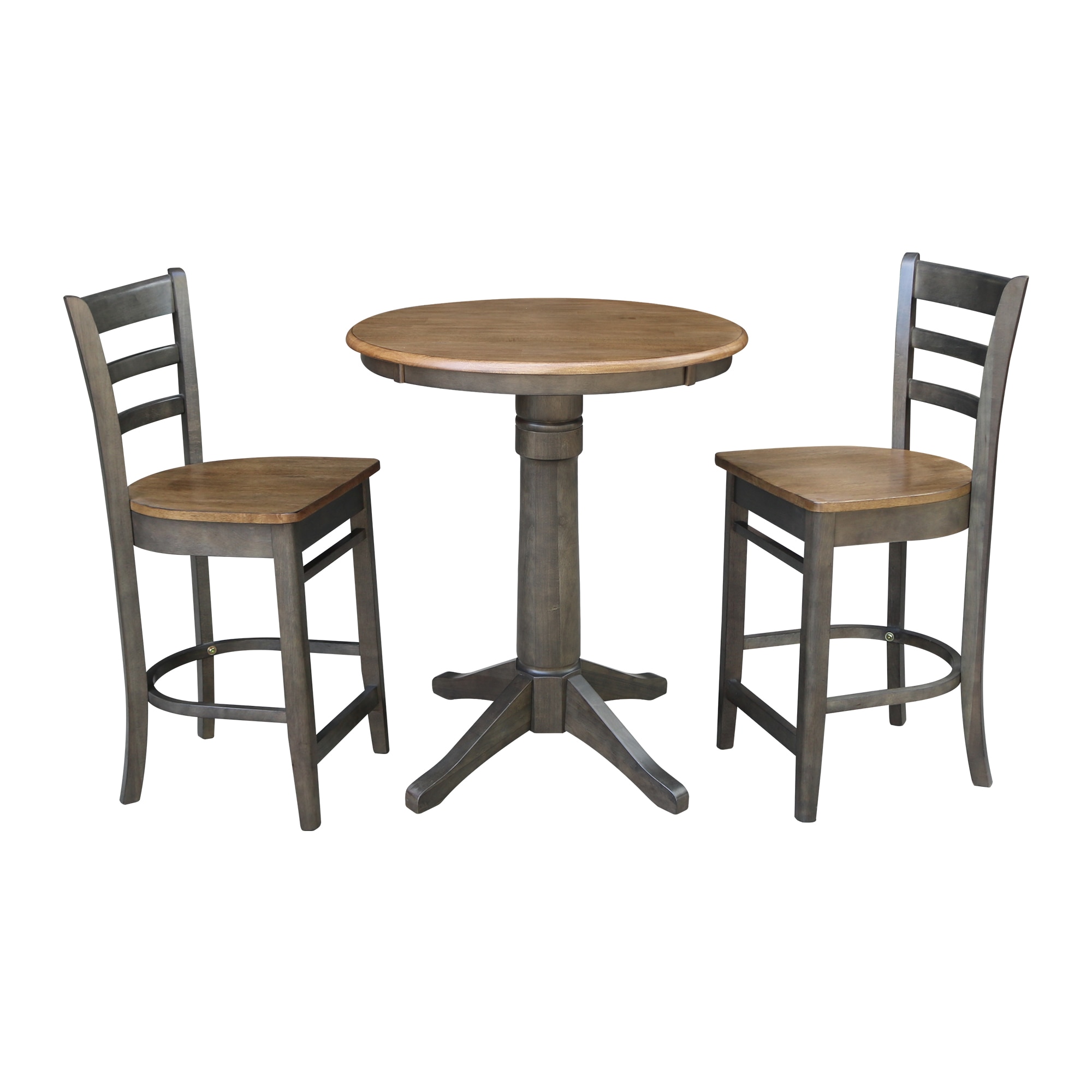 International Concepts K45-30RT-27B-S6172-2 Hickory/washed coal Casual Dining Room Set with Round Table ( Seats 2 )