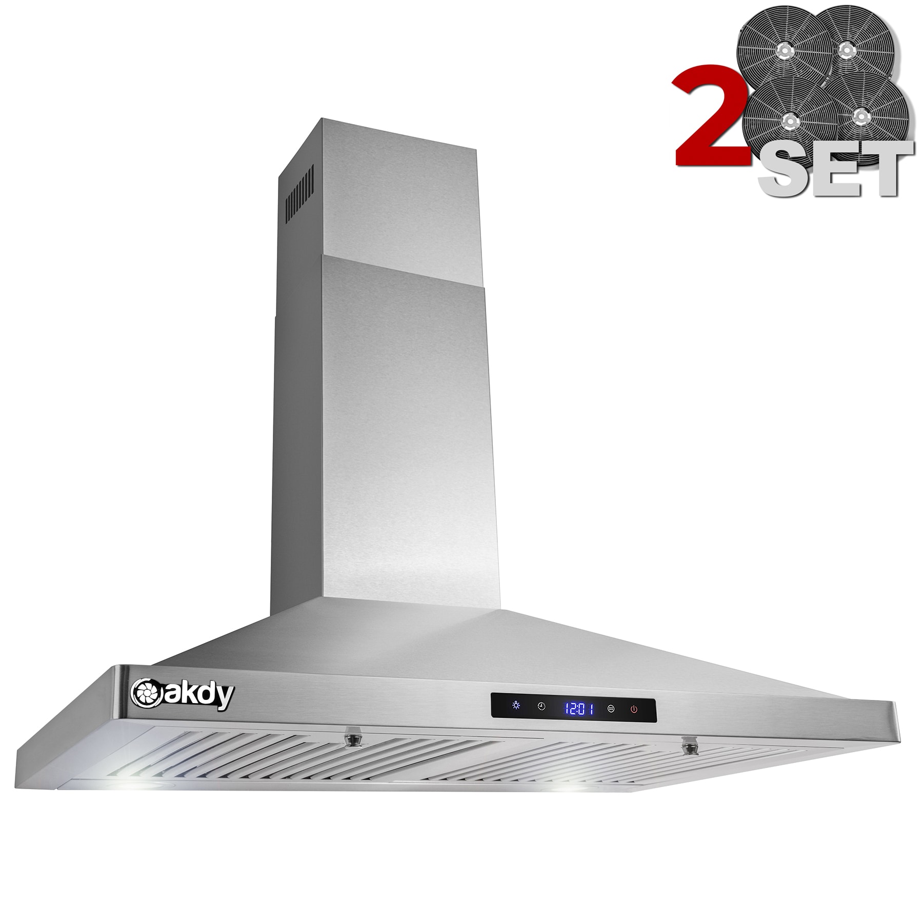 AKDY 30-in 217-CFM Convertible Black Painted Wall-Mounted Range Hood with  Charcoal Filter