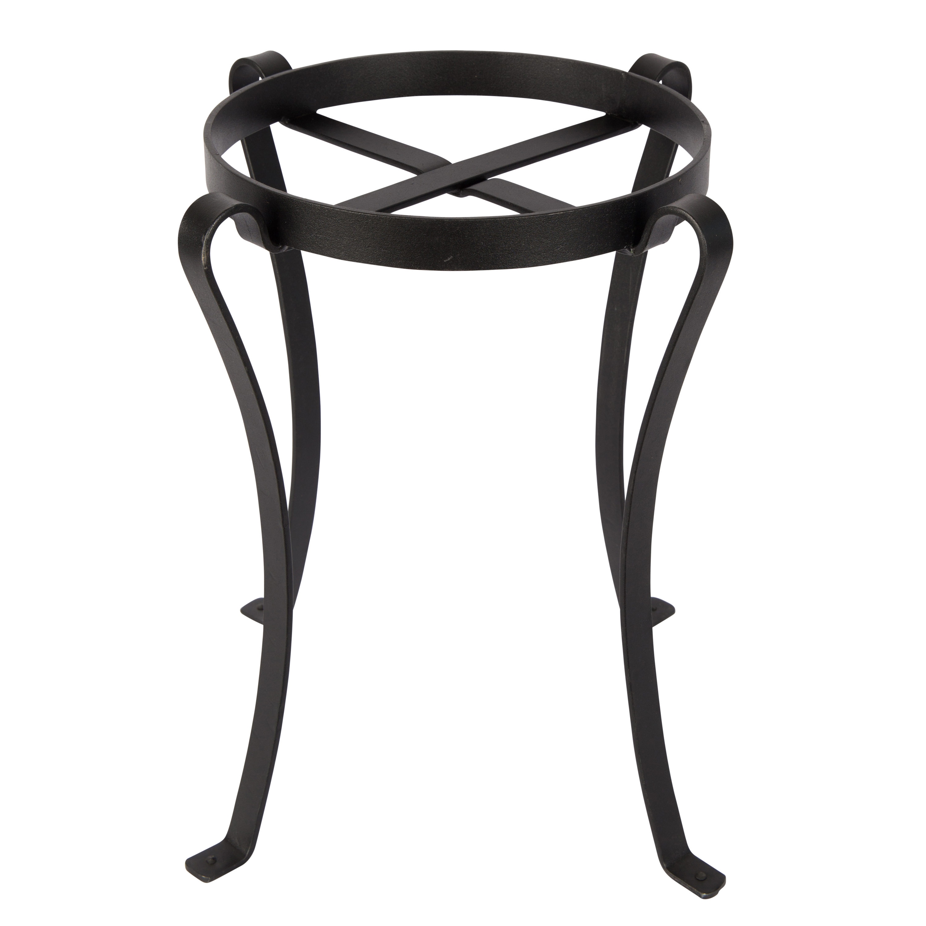 Black Wrought Iron 18" Patio Plant Stand with Curved Legs