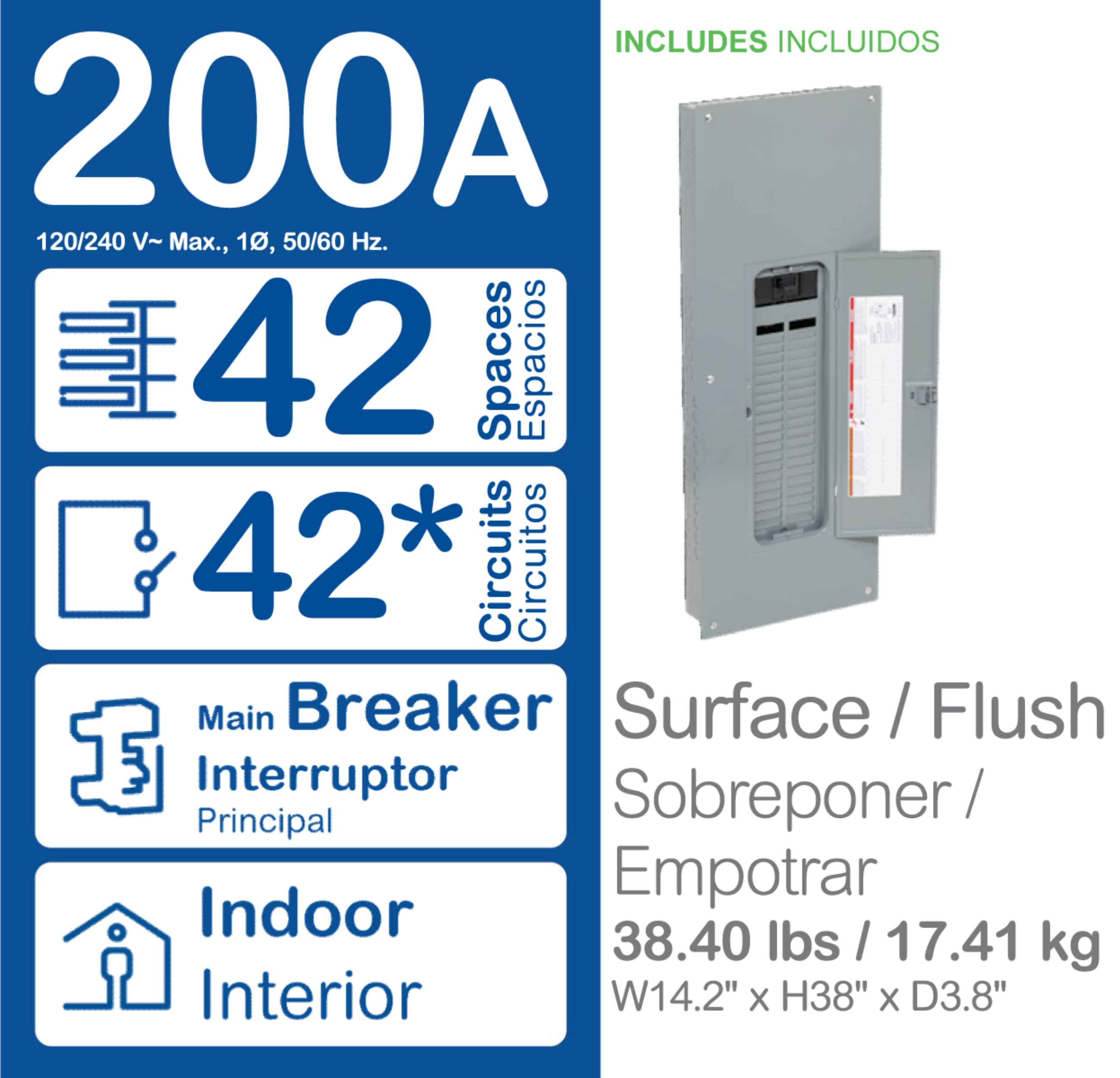 Square D QO 200-Amp 42-Spaces 42-Circuit Indoor Convertible Main Breaker  Panel Plug-on Neutral Load Center (Value Pack)