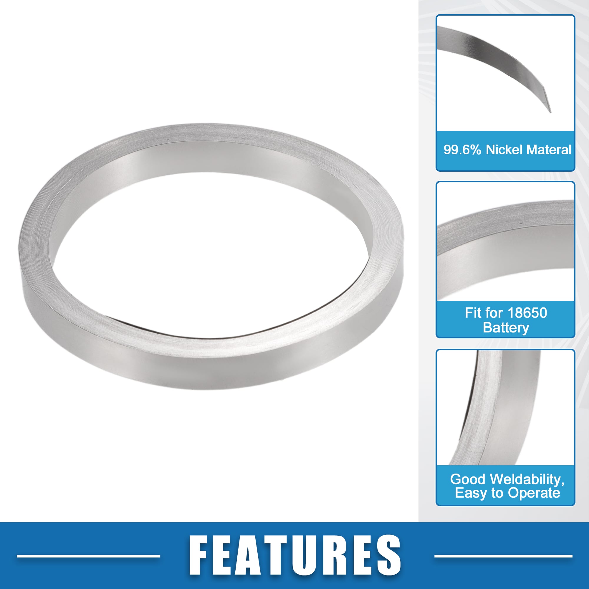 Unique Bargains Car Nickel Strip 99.6percent Nickel 0.1x7mm 32.8ft ...