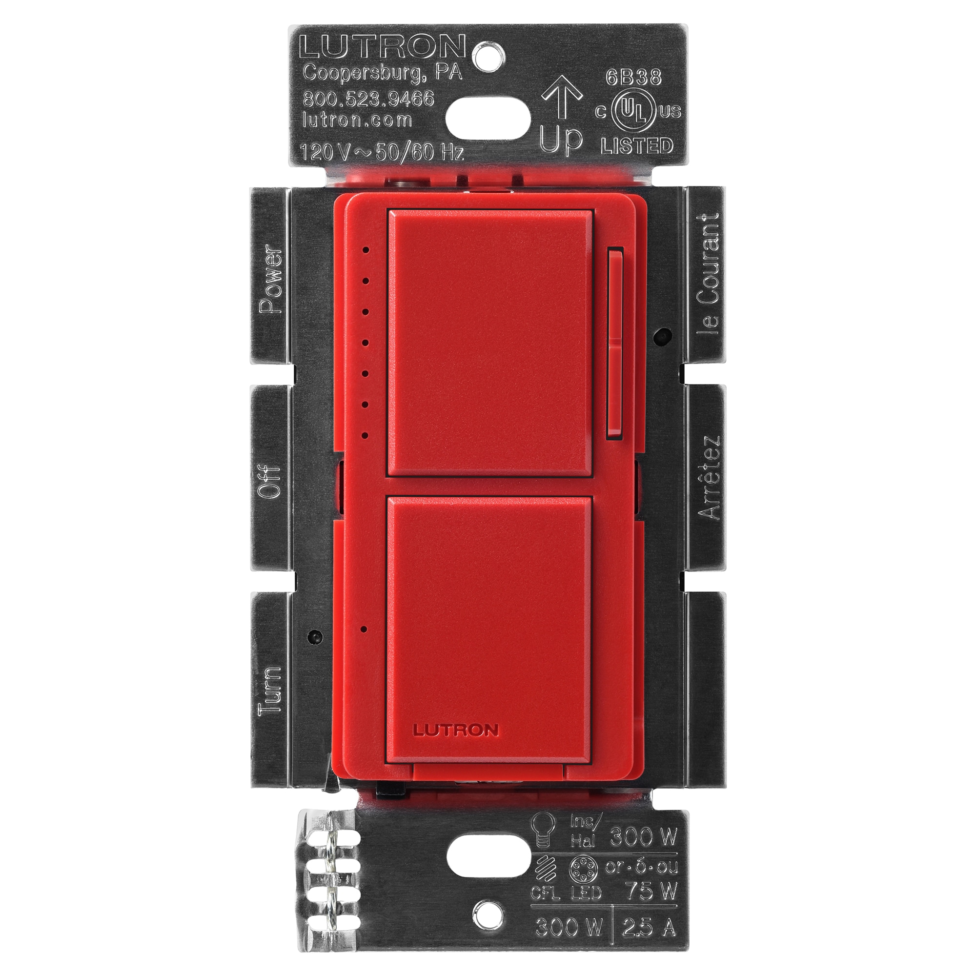 Lutron MACL-L3S25-HT Maestro LED+ Dual Dimmer and Switch Single-pole LED Touch Light Dimmer Switch, Hot