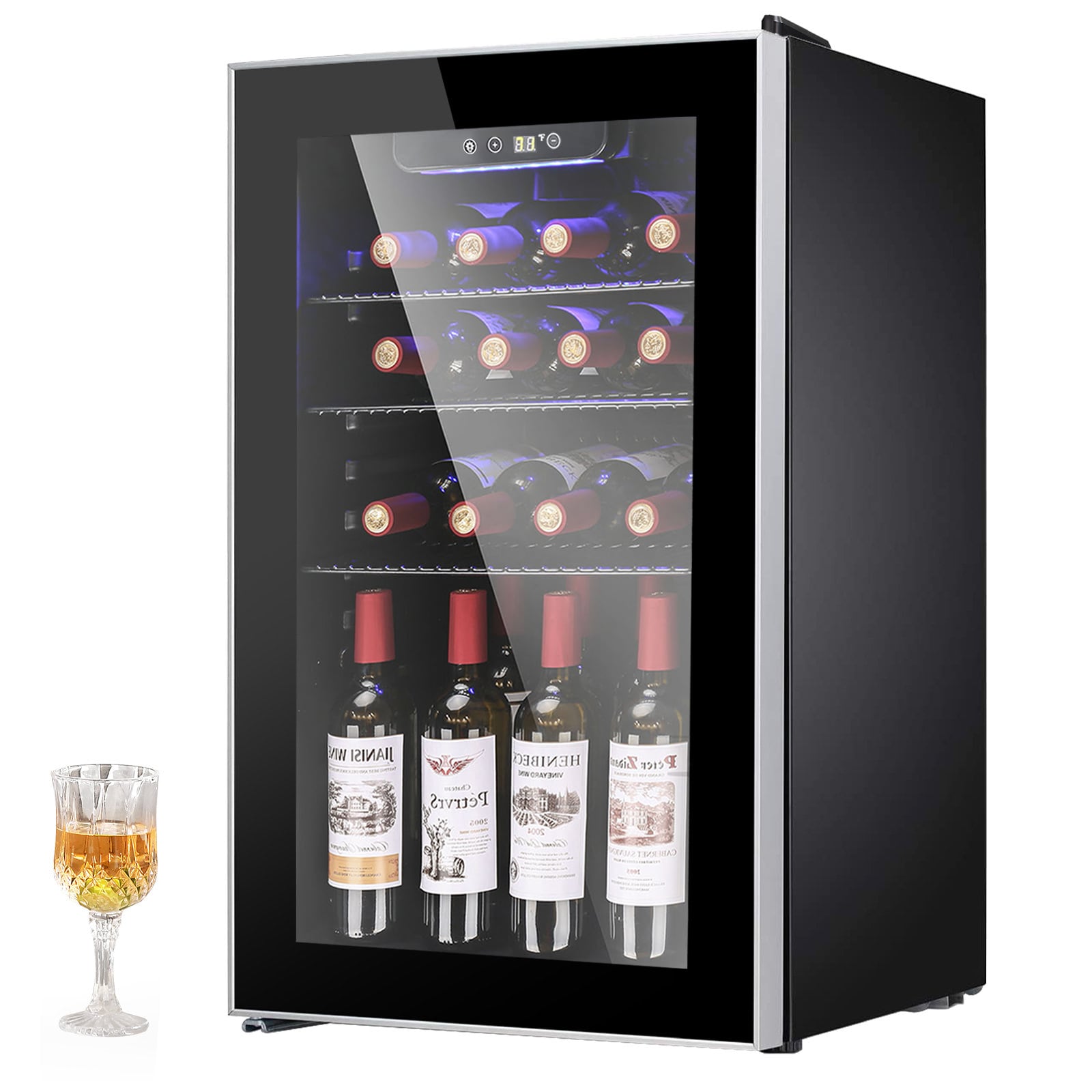 COWSAR LS58WC99H 17.52-Inches W 26 -Bottles Black Freestanding Indoor Wine Cooler