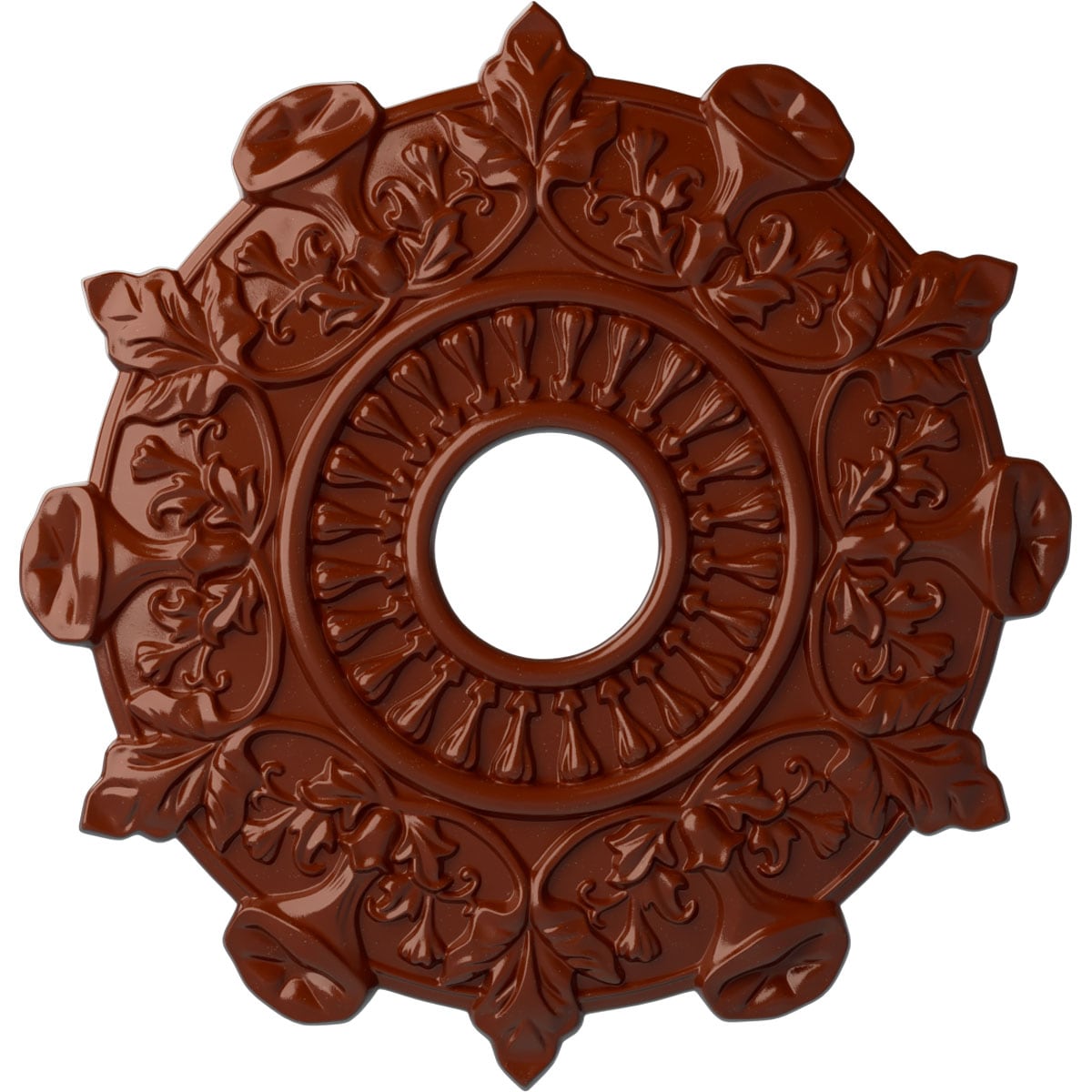 Ekena Millwork CM17PRFIF Preston 17.5-in W x 17.5-in L Painted Firebrick Polyurethane Whole Ceiling Medallion