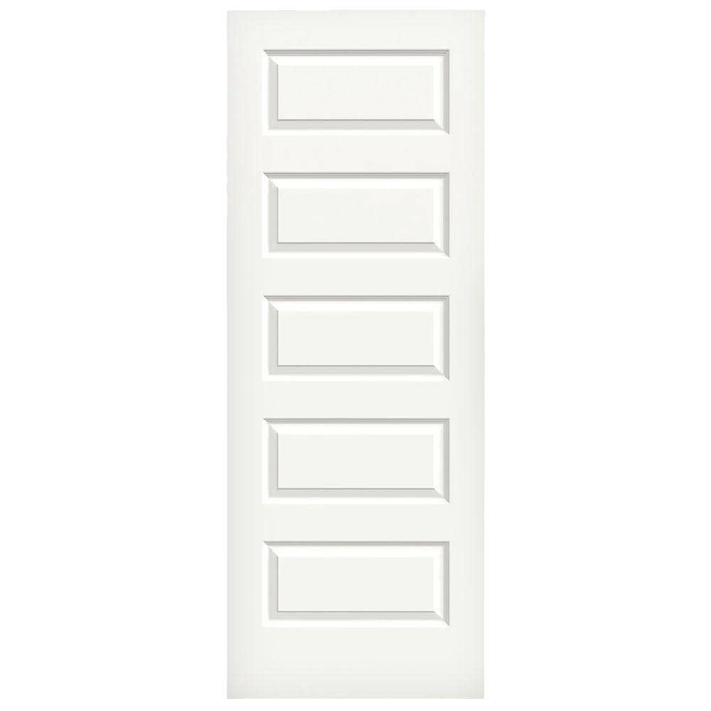 Rockport 30-in x 80-in White 5-panel Equal Smooth Solid Core Prefinished Molded Composite Slab Door | - JELD-WEN LOWOLJW137400392