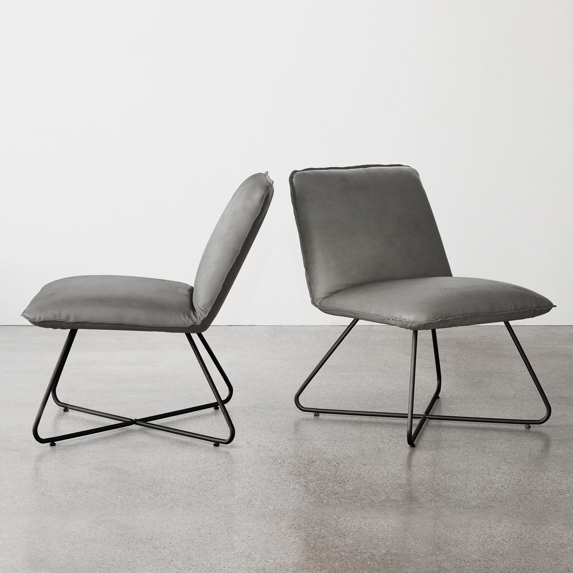 LUE BONA 2LB21CH0026-500LS 2 22.2 in. Wide Midcentury Gray Faux leather Accent Chair