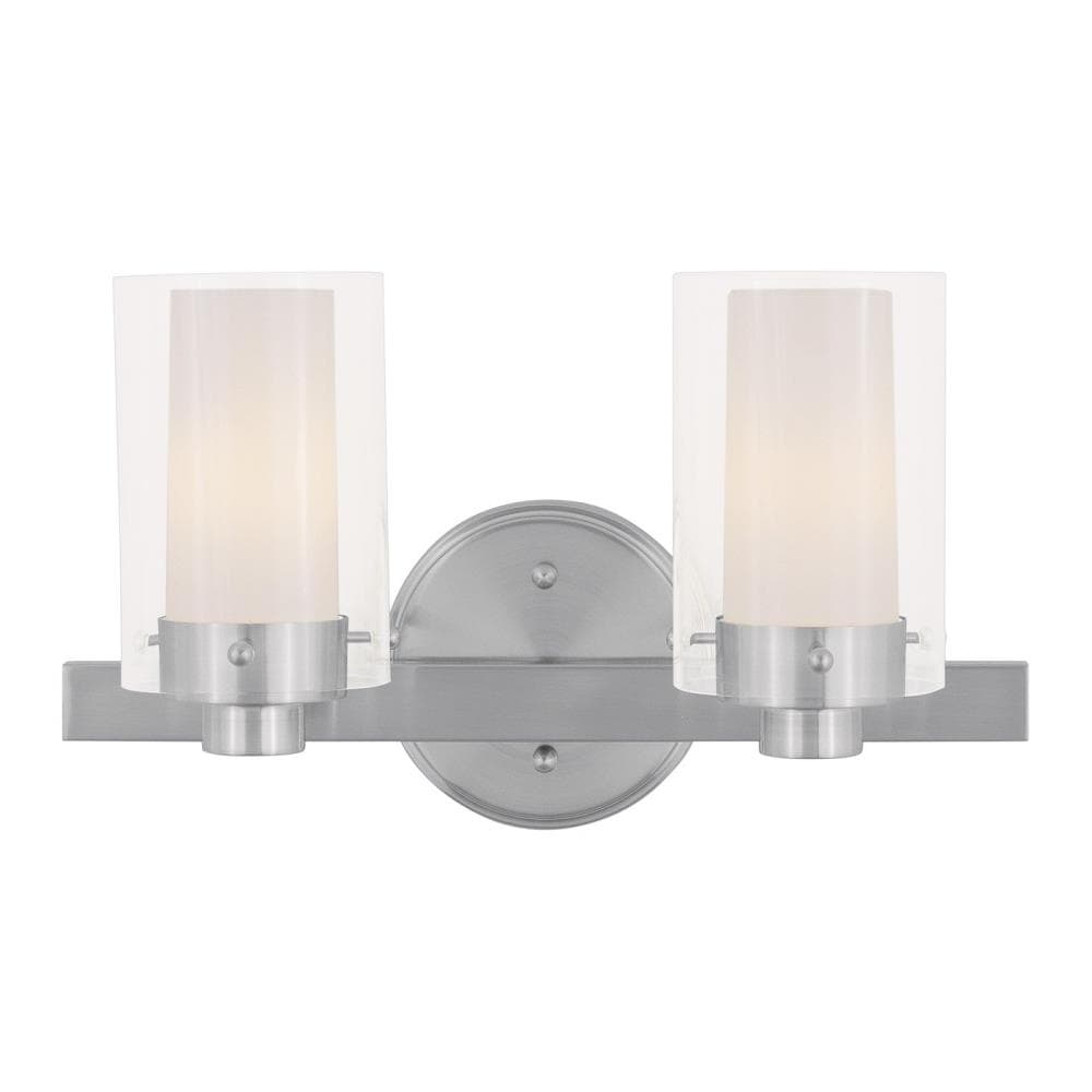 Sleek Manhattan Brushed Nickel 2-Light Vanity with Double-Glass