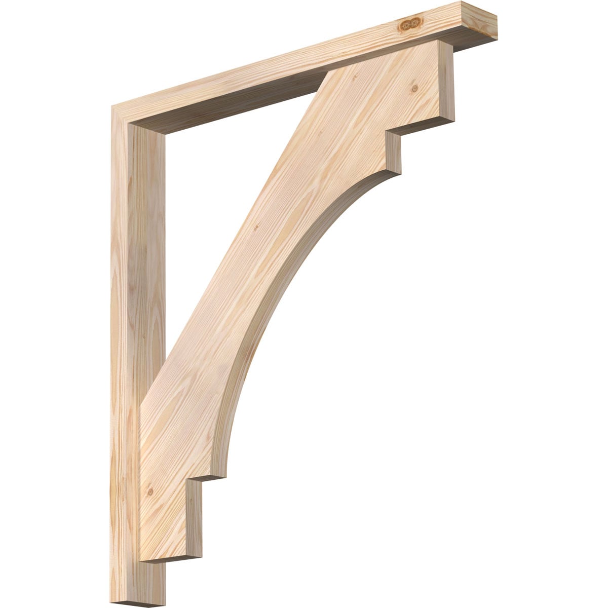 Ekena Millwork 1463330 Merced Block Smooth Bracket with Offset Brace Douglas Fir Wood Standard Bracket