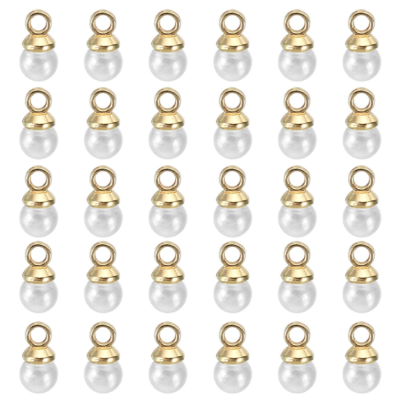 PATIKIL 100pcs 4mm Pearl Charm Pearl Beads Faux Pearl Pendant Charm Beautiful DIY for Jewelry Making Bracelets Earrings Necklace Wedding Crafts Golden White