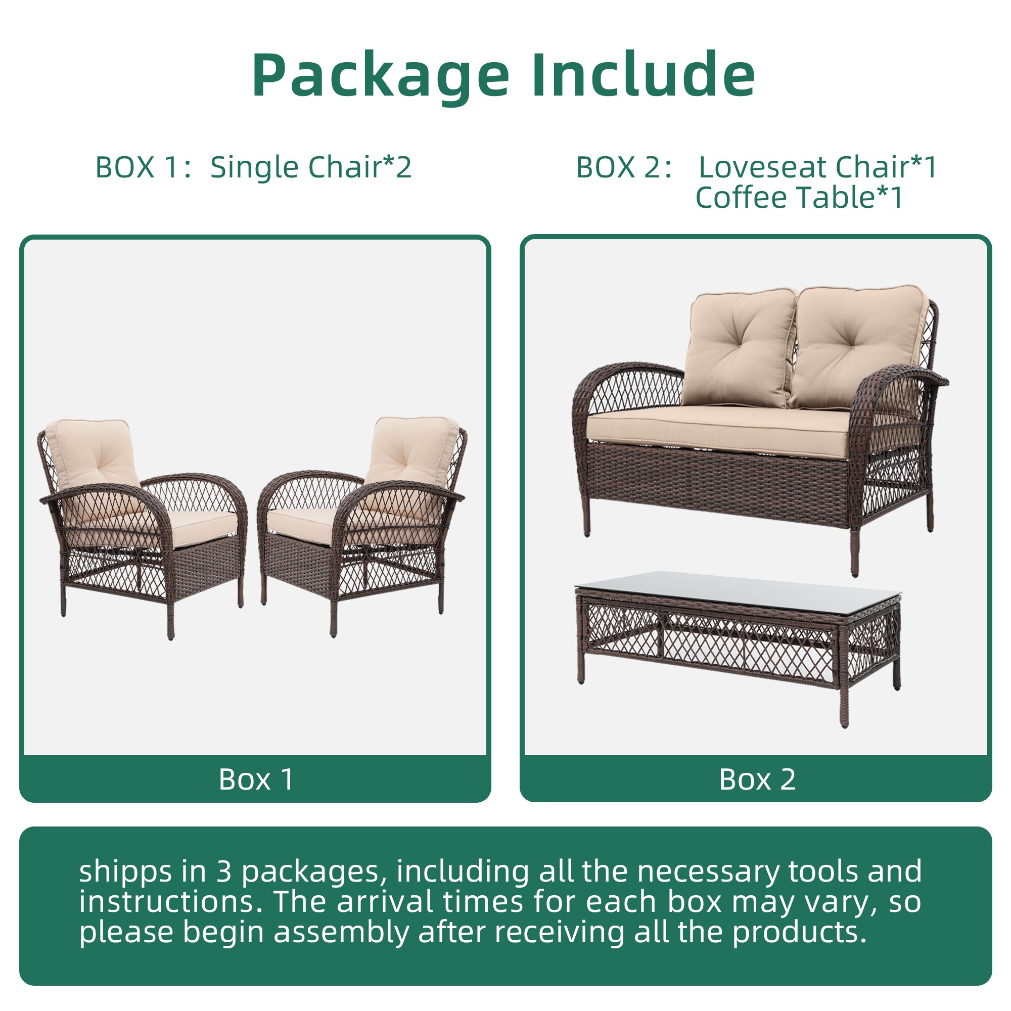 UPHA LHBR-AB-BEIGE Patio-Conversation-Sets - View #7