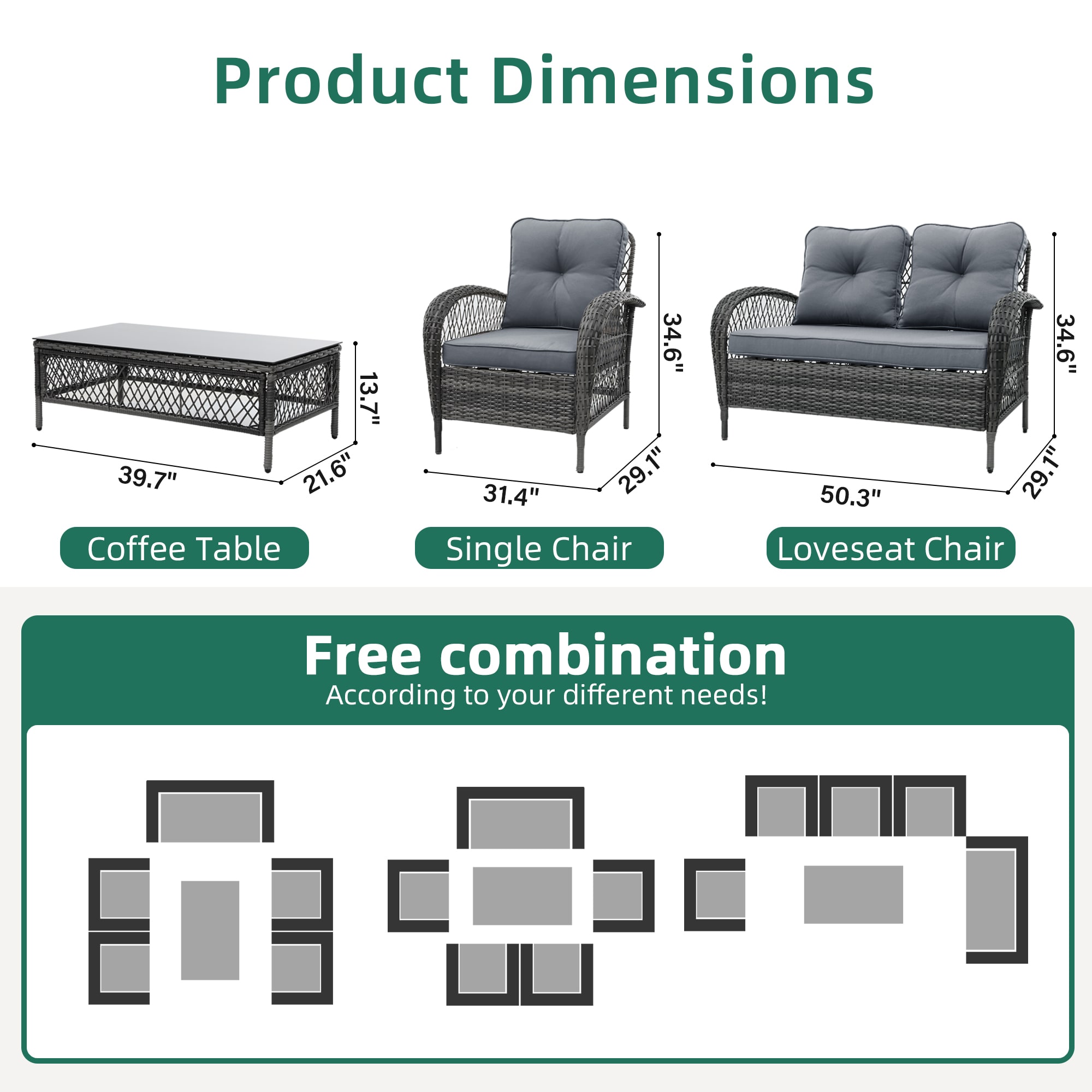 UPHA LHDK-2AB-DGRAY Patio-Conversation-Sets - View #3
