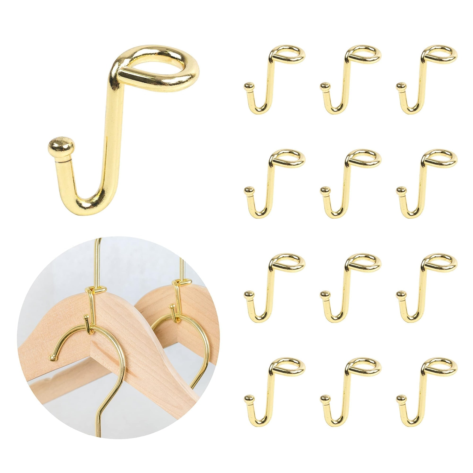 AKSCYZM  Metal Clothes Hanger Connector Hooks 36 Pack Gold Stable Strong Mini Cascading Hanger Clips Organizer for Closet