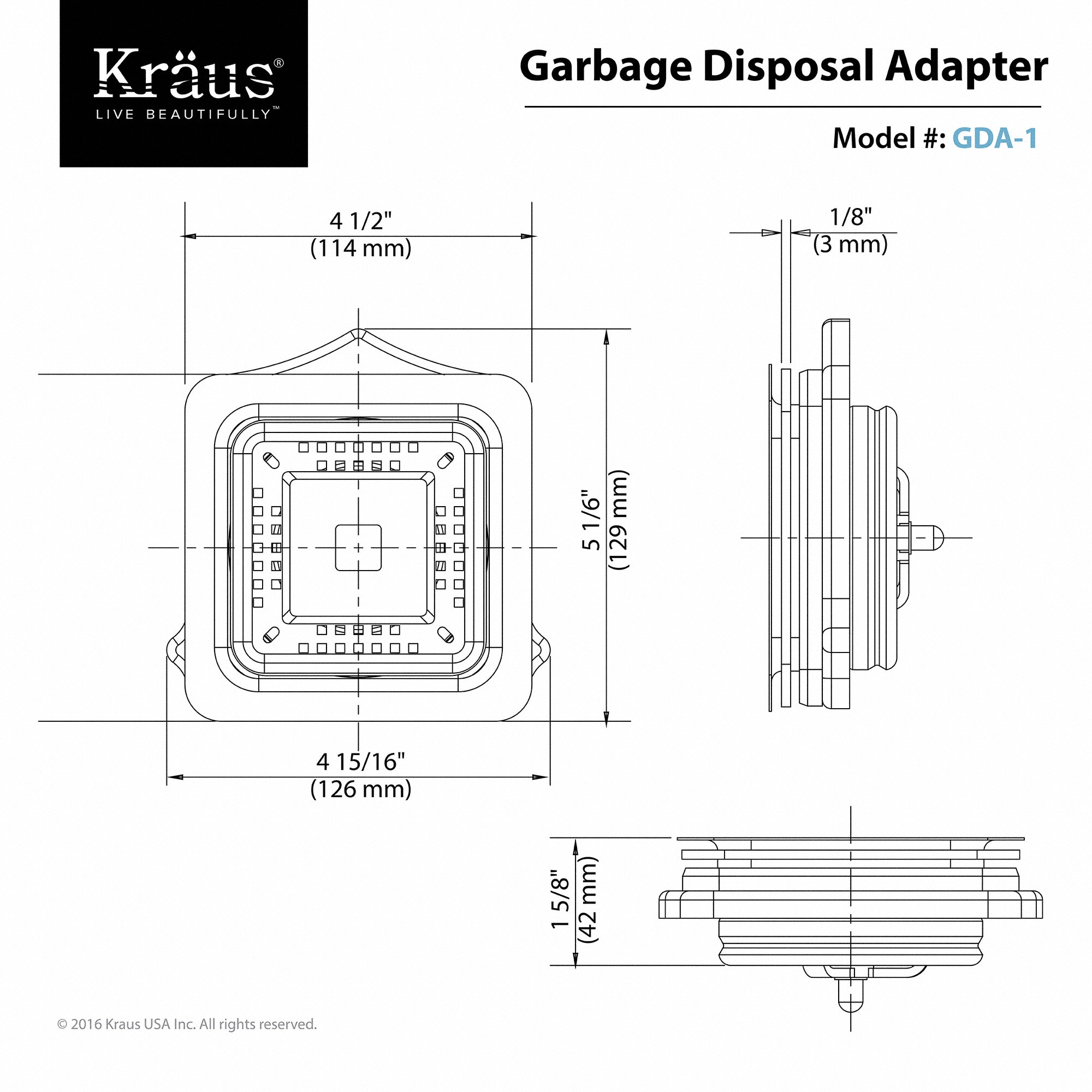 Kraus GDA-1 Garbage-Disposal-Parts - View #3