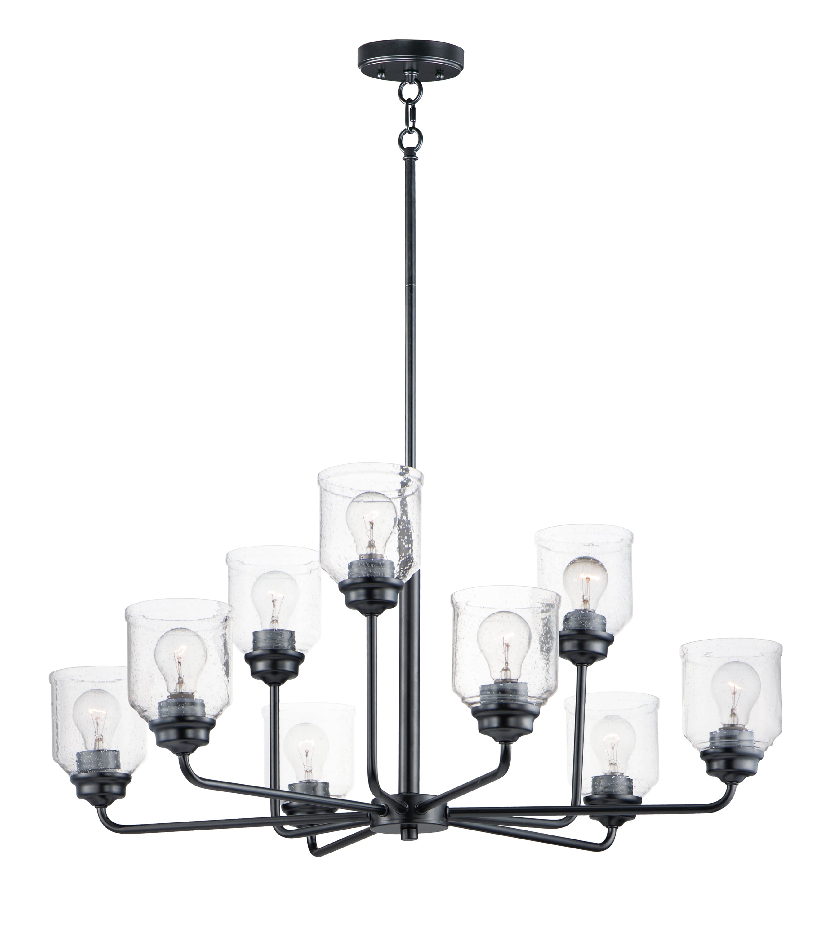 Maxim Lighting 12277CDBK Acadia 9 -Light Matte Black Craftsman For Use in Bedrooms, Dining Rooms, Foyers, Kitchens, Living Rooms Chandelier