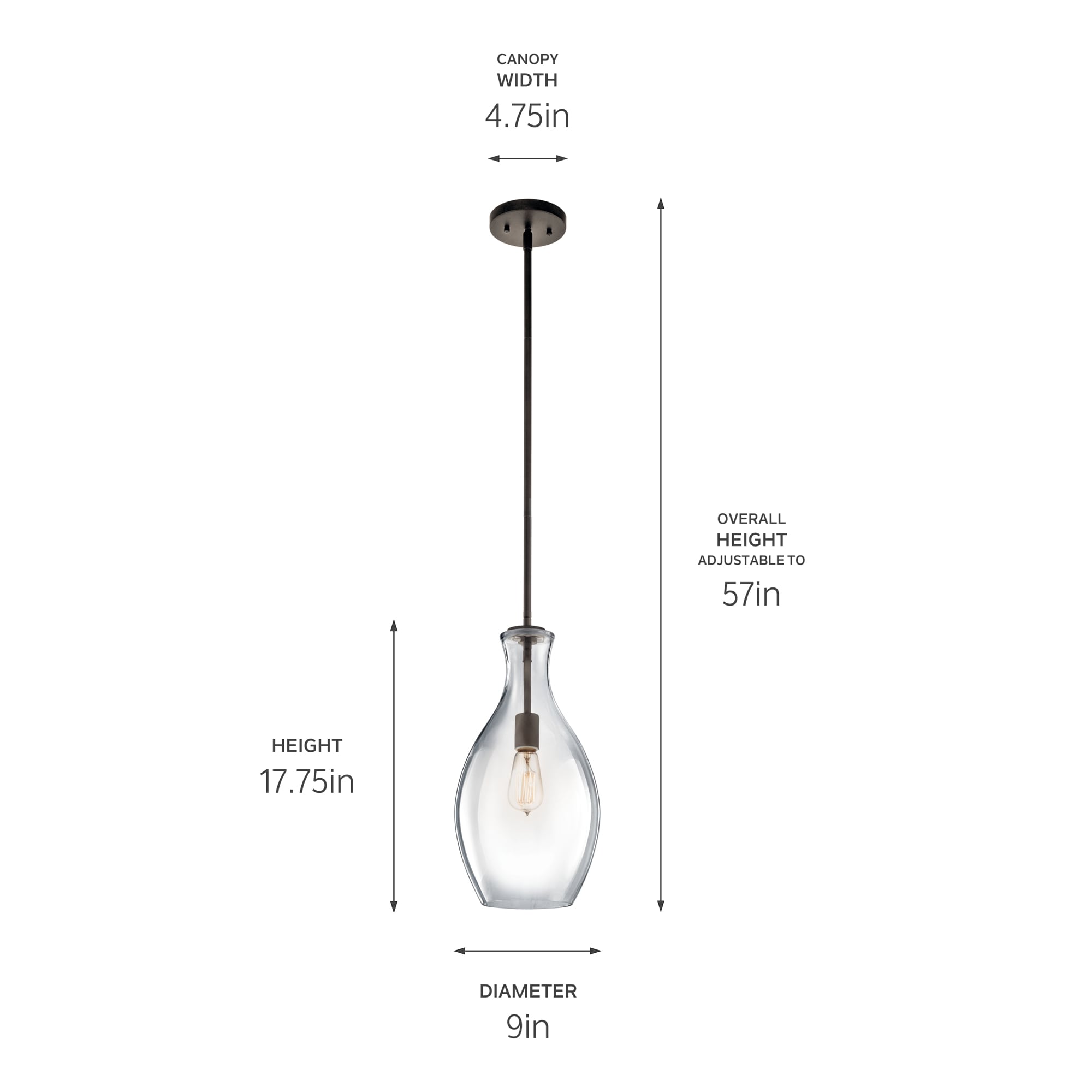 Kichler Everly Olde Bronze Modern/Contemporary Clear Glass Bell Led ...