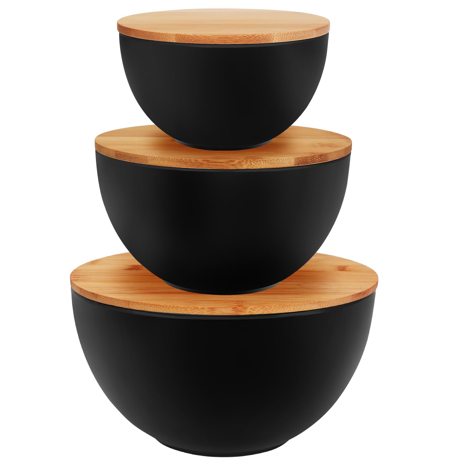 LILILIAN FMY  Bamboo Fiber Salad Bowl Set of 3 with Bamboo Lids Nesting Mixing Serving Bowls for Salad Fruit Vegetables Snacks 10 in 8 in 6 in