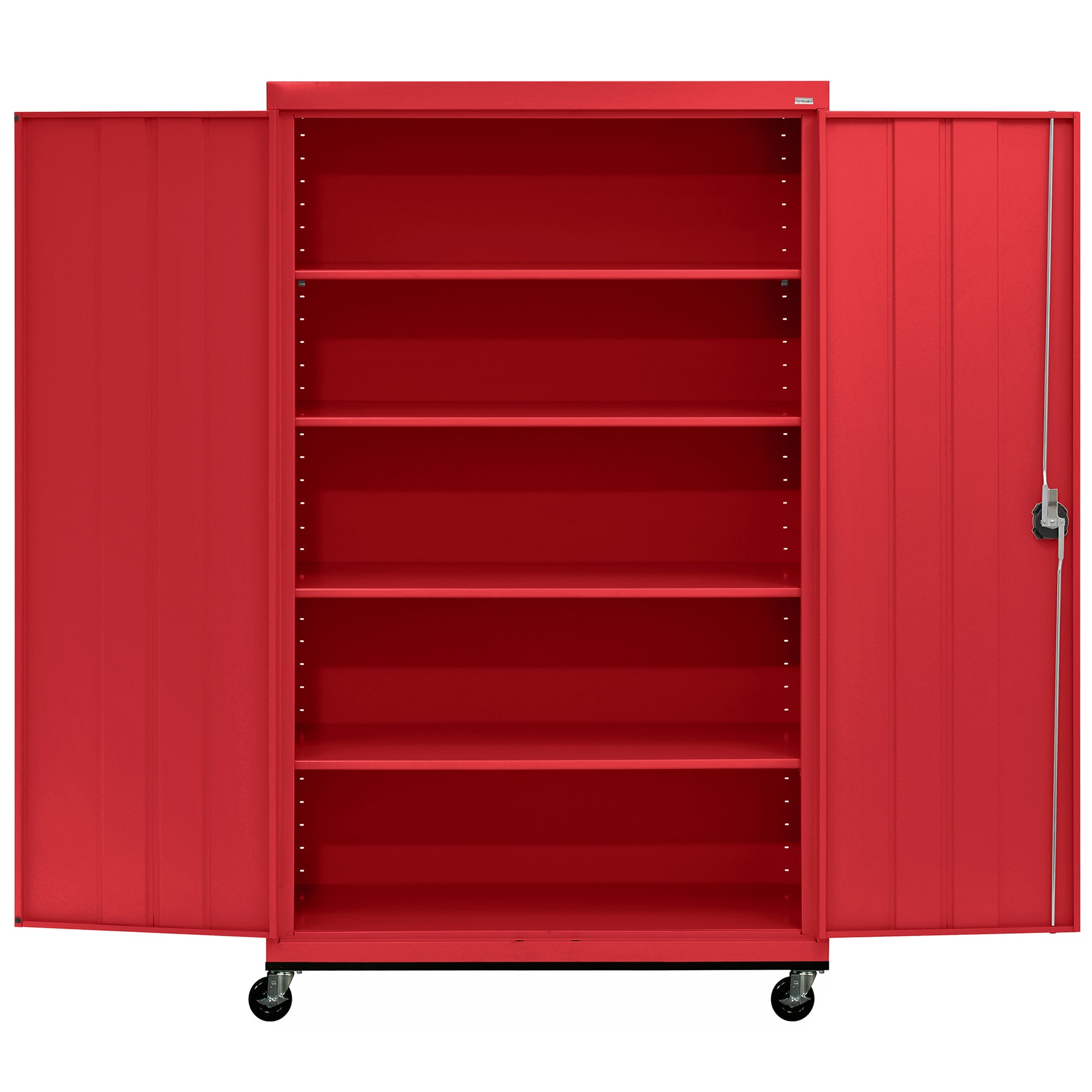 Red Lockable Freestanding Office Cabinet with Adjustable Shelving