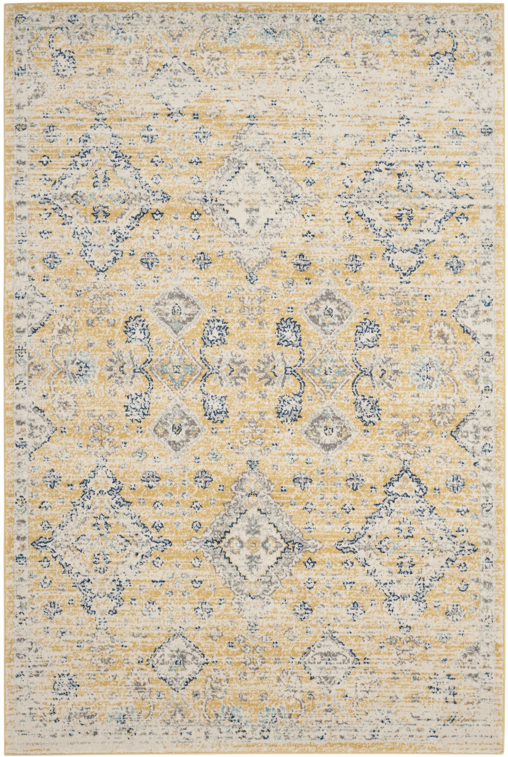 Safavieh EVK224B-6 Evoke Jaden 7 x 9 (ft) Loomed Synthetic Gold/Ivory Rectangular Indoor Floral/Botanical Bohemian/Eclectic Area rug