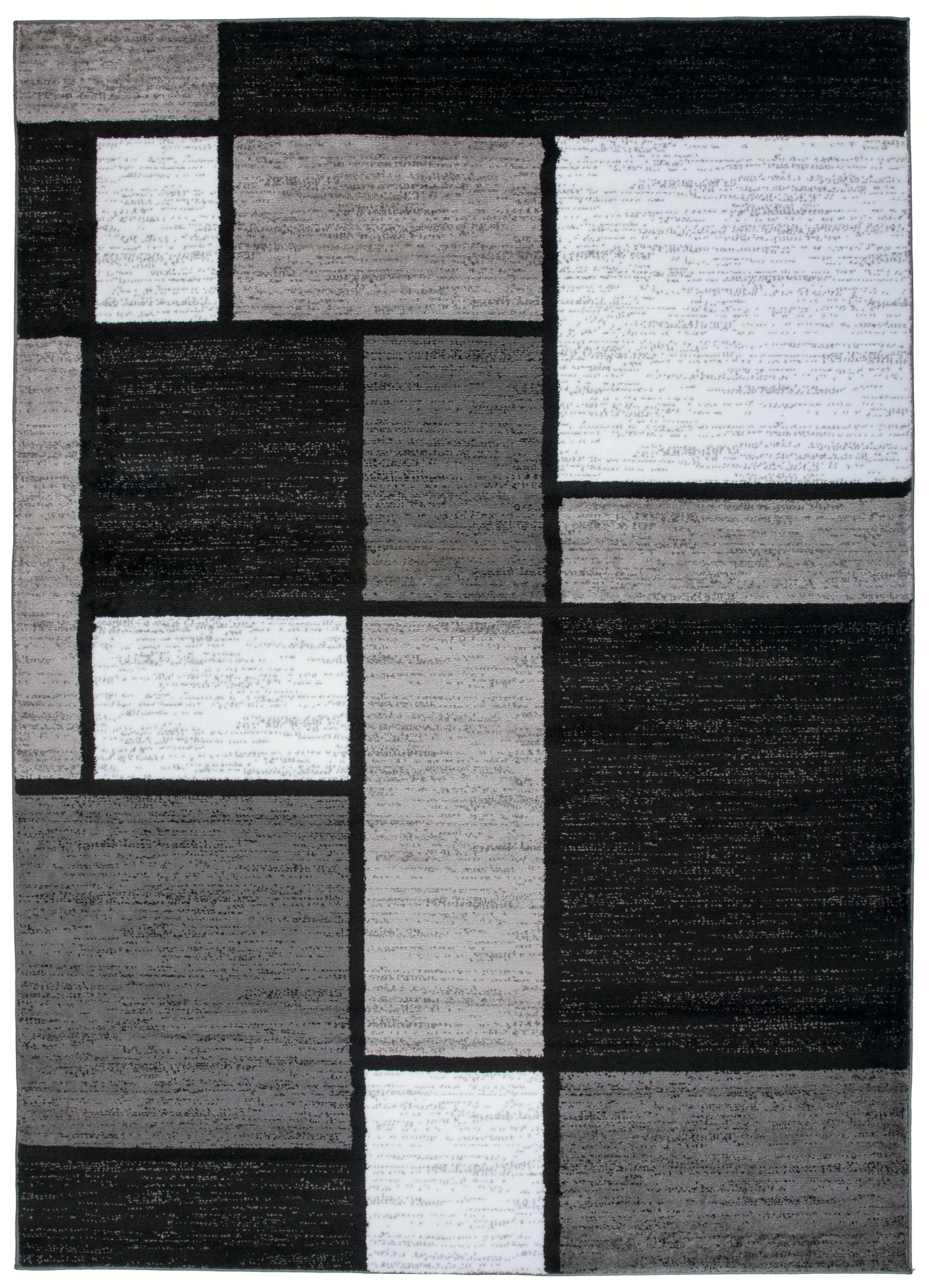 World Rug Gallery 106GRAY4X6 4 x 6 (ft) Loomed Polyester/Polypropylene Gray Rectangular Indoor Geometric Global Area rug
