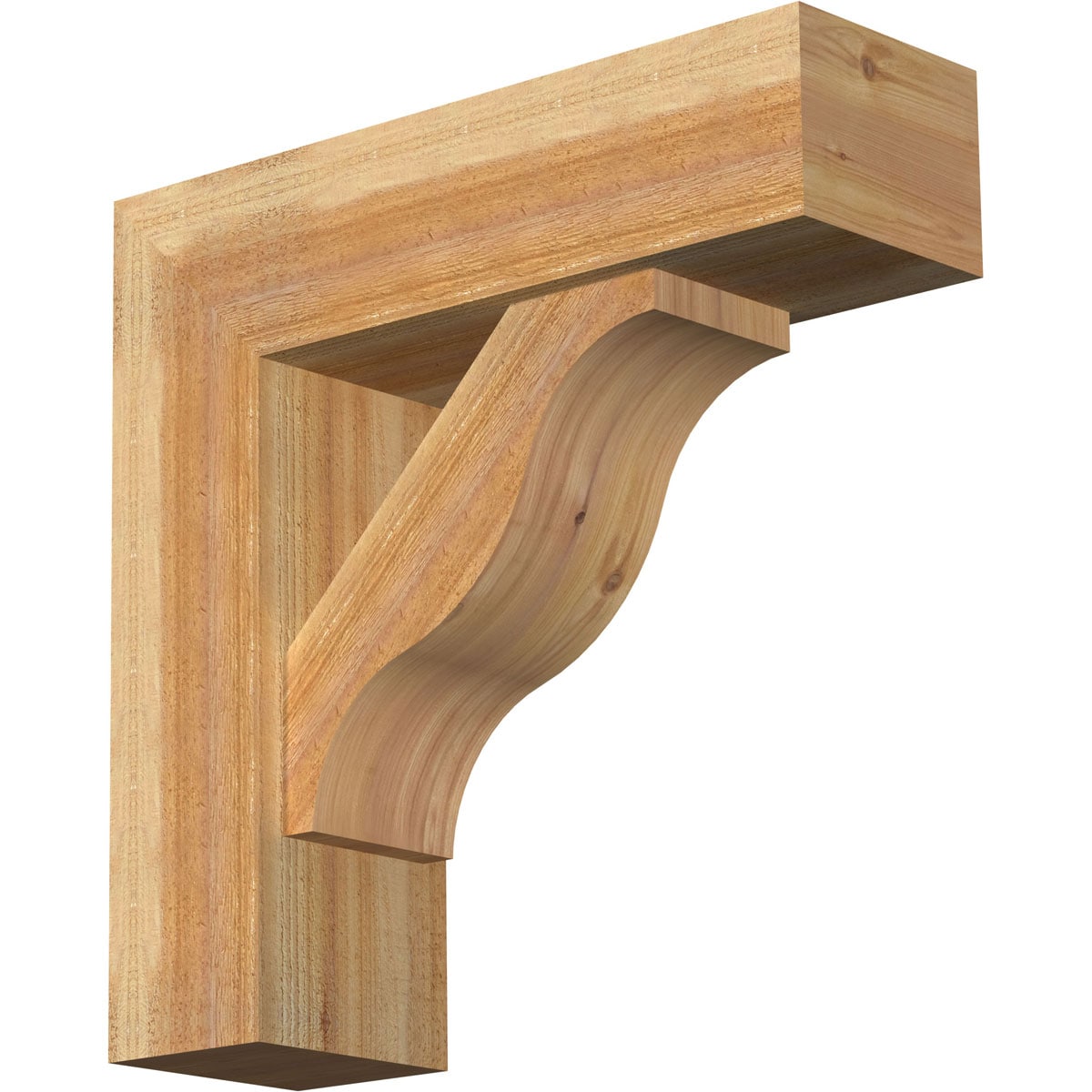 Ekena Millwork 1462278 Funston block rough sawnbracket with offset brace 8-in x 26-in x 26-in Western red cedar Brown Wood Standard bracket
