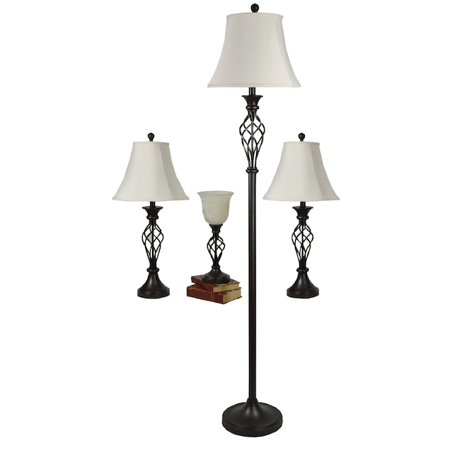 Roth Clairiby 4 Piece Standard Lamp Set, Black Floor And Table Lamp Sets