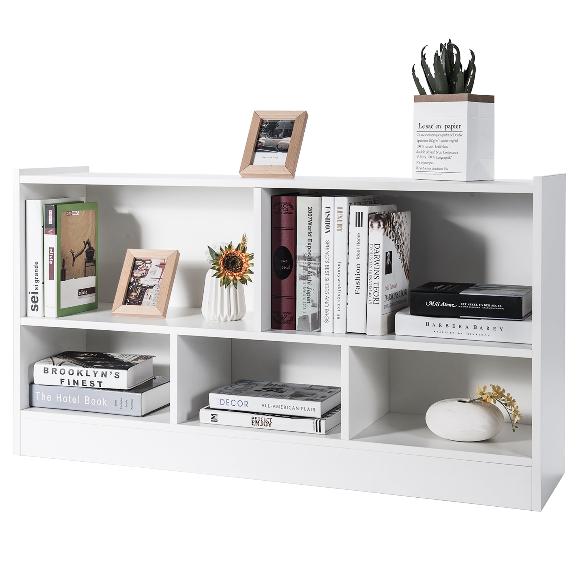White Wood Kids 5-Cube Toy Storage Cabinet
