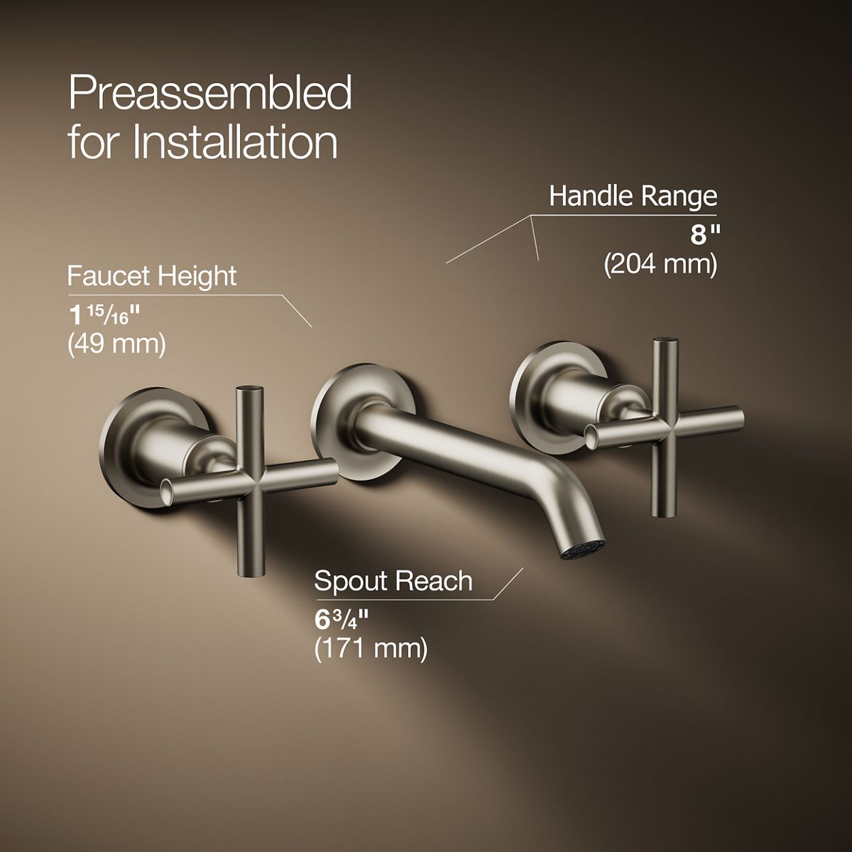 Purist Vibrant Brushed Nickel Wall-Mounted Double Handle Faucet