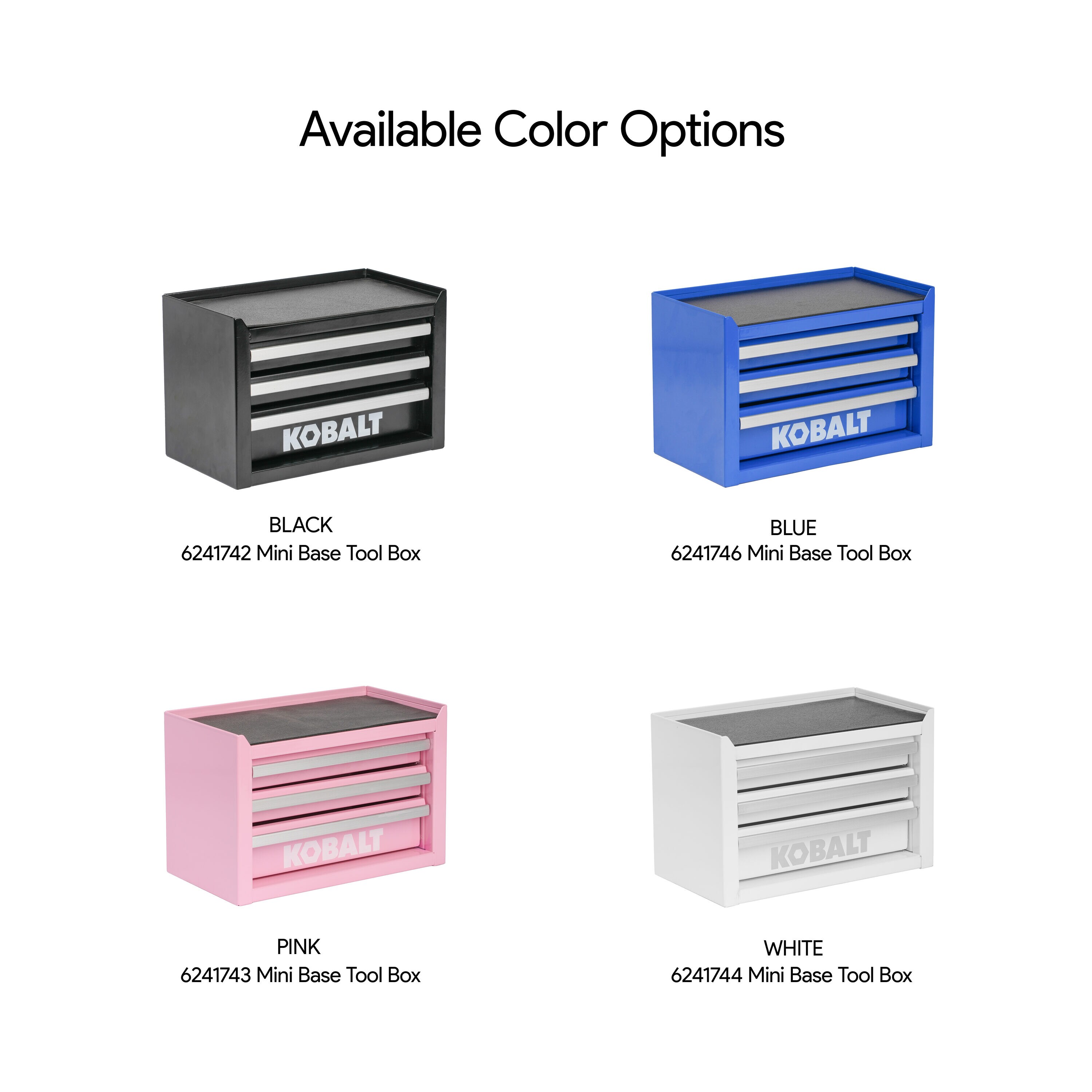 Kobalt Mini-Base 11-in W x 7.4-in H x 6.22-in D 3-Drawer Pink Steel Tool Box