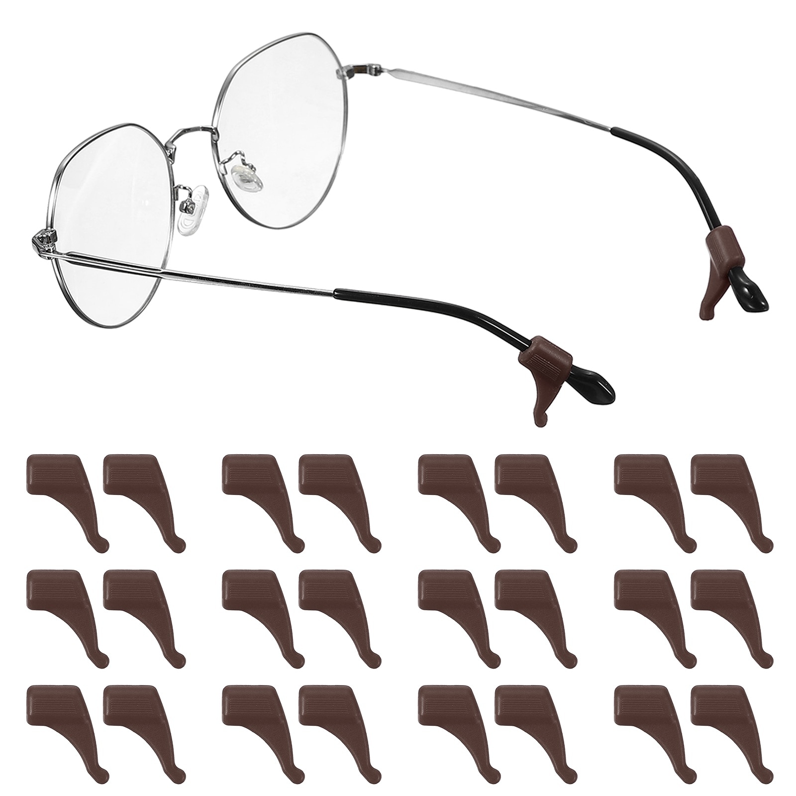 Unique Bargains Glasses Ear Grip Eye Glasses Silicone Ear Grippers Eyeglasses Holder Anti-Slip Anchor Grip Hooks - Fitting for(Spectacle - Temple - Retainer - Tightener)12 Pair and Brown
