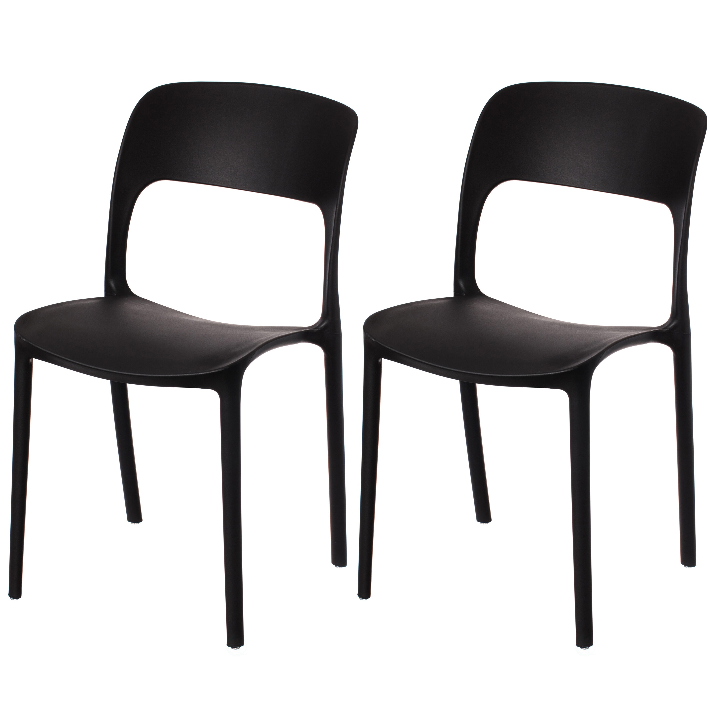 FABULAXE QI004227.BK.2 Set of 2 Contemporary/Modern Dining Side Chair (Plastic Frame)