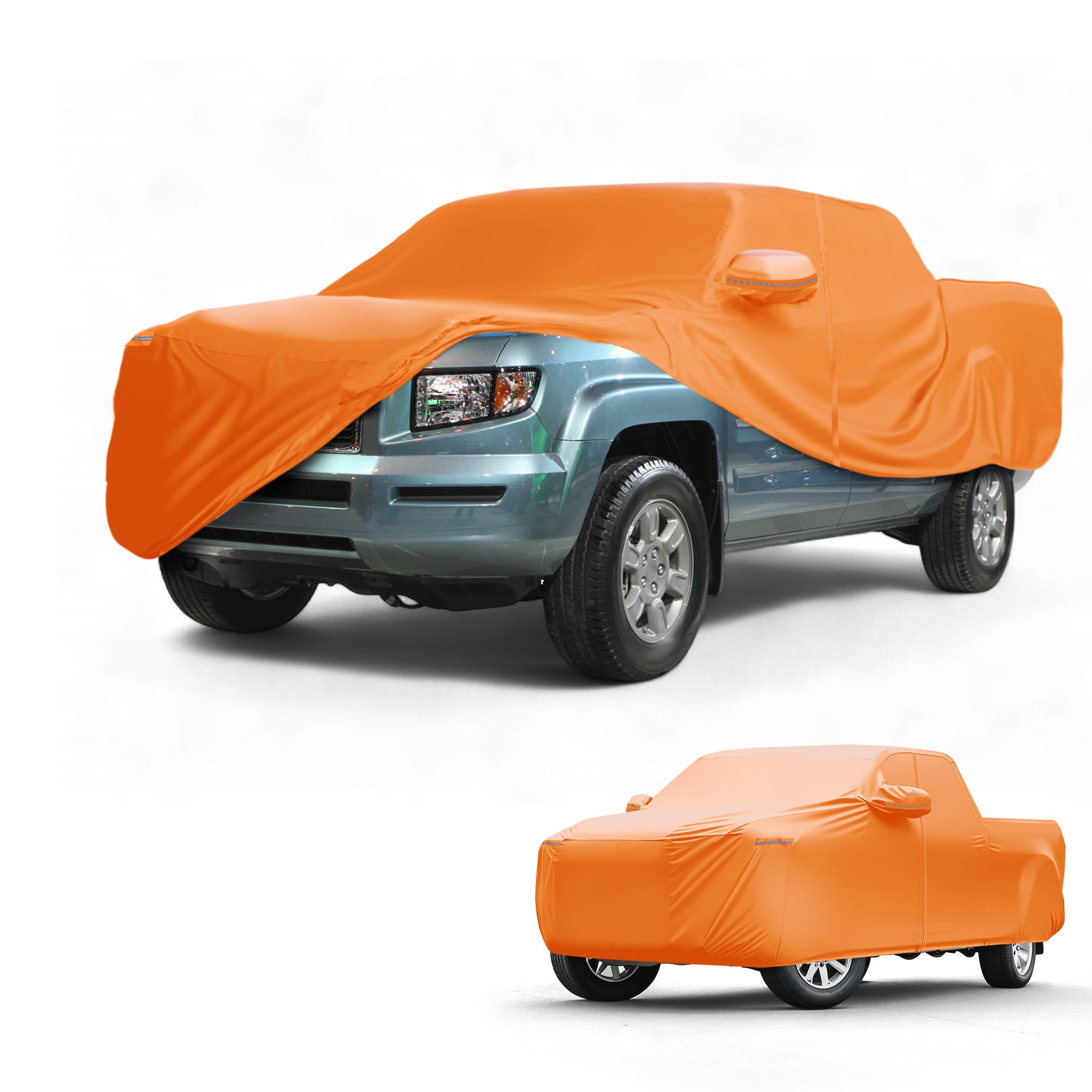 Unique Bargains Car Cover Waterproof All Weather Automotive Outdoor Anti-UV Full Exterior Cover for Honda Ridgeline 210D-PU Orange with Left Side Zippers