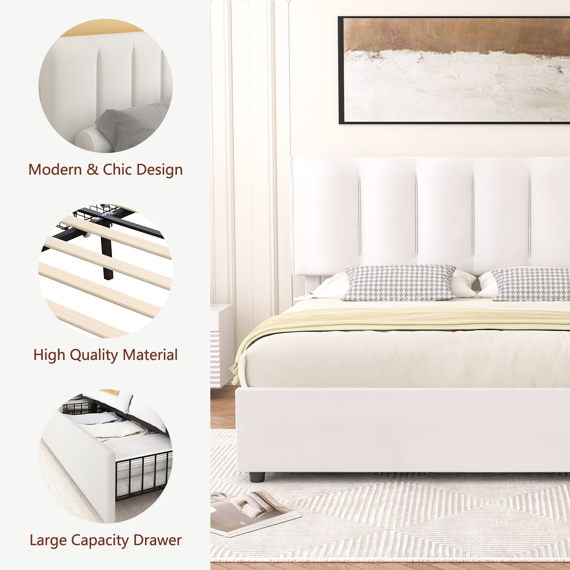 Vecelo LOE-CY-QB04-UP-WHT beds - View #6