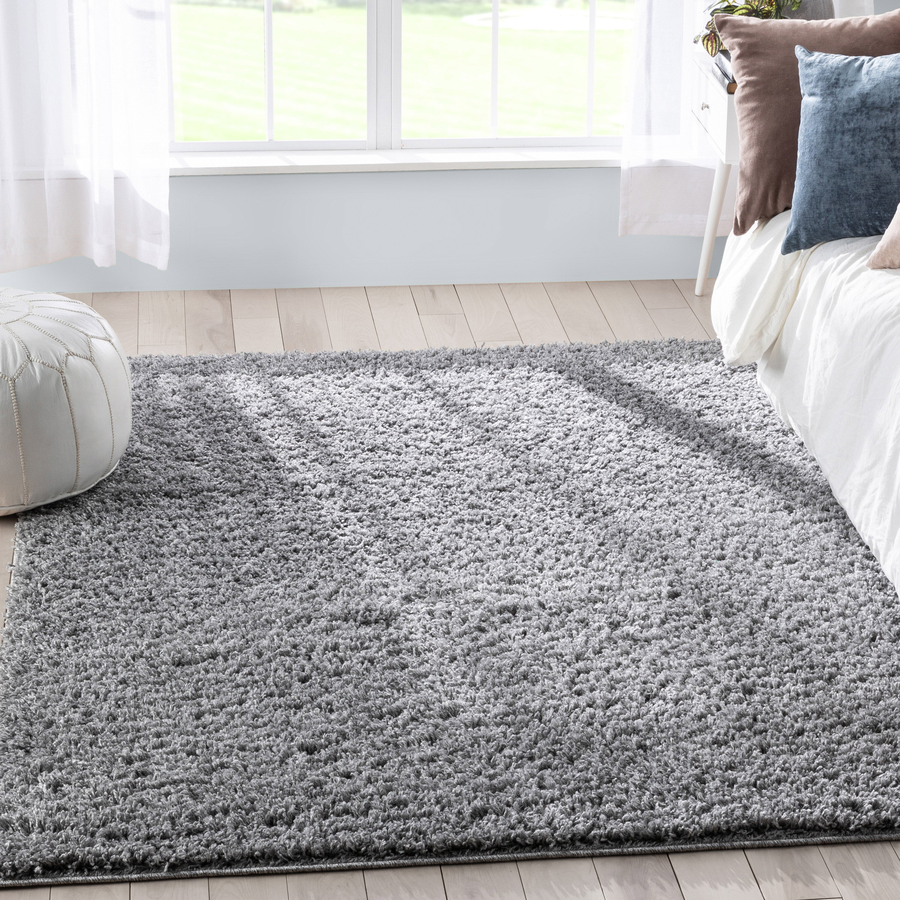 Well Woven ELL-27-7 8 x 10 (ft) Loomed Polypropylene Grey Rectangular Indoor Solid Mid-Century Modern Area rug