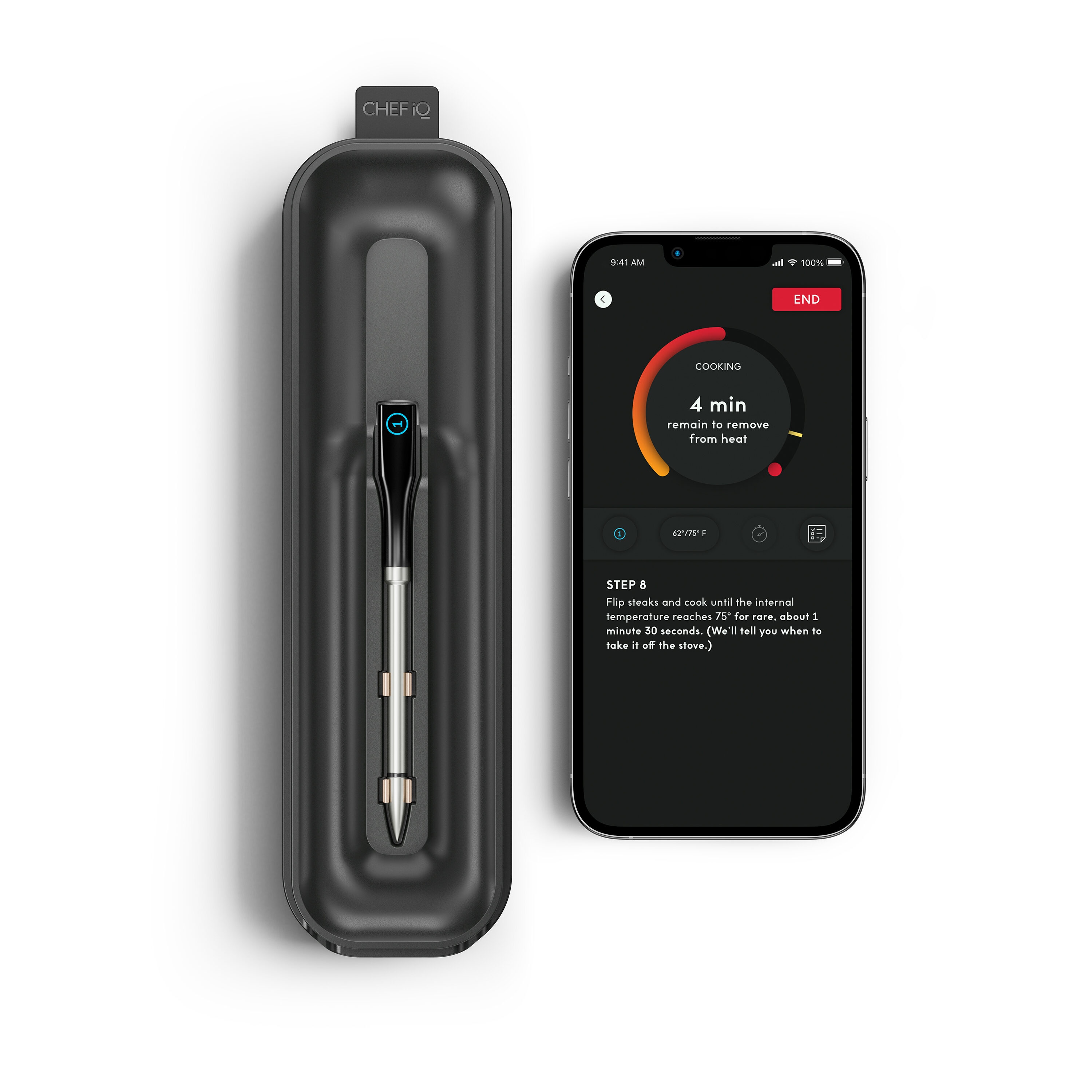 CHEF iQ CQ60-1-SET Rectangle Bluetooth Compatibility Grill Thermometer