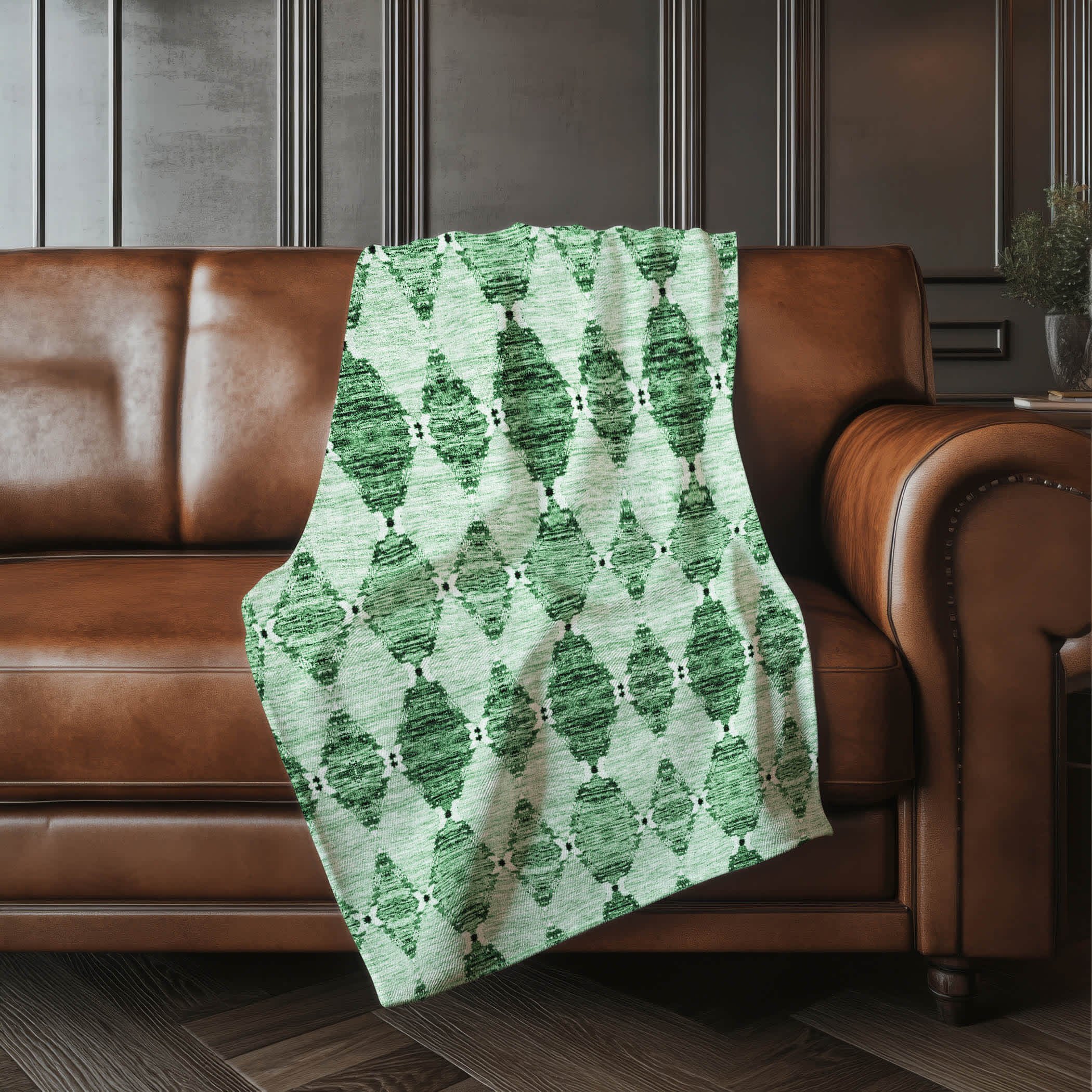 Premium Machine Washable Addison ASB610 Emerald 50 x 70 inches Sherpa Throw Blanket
