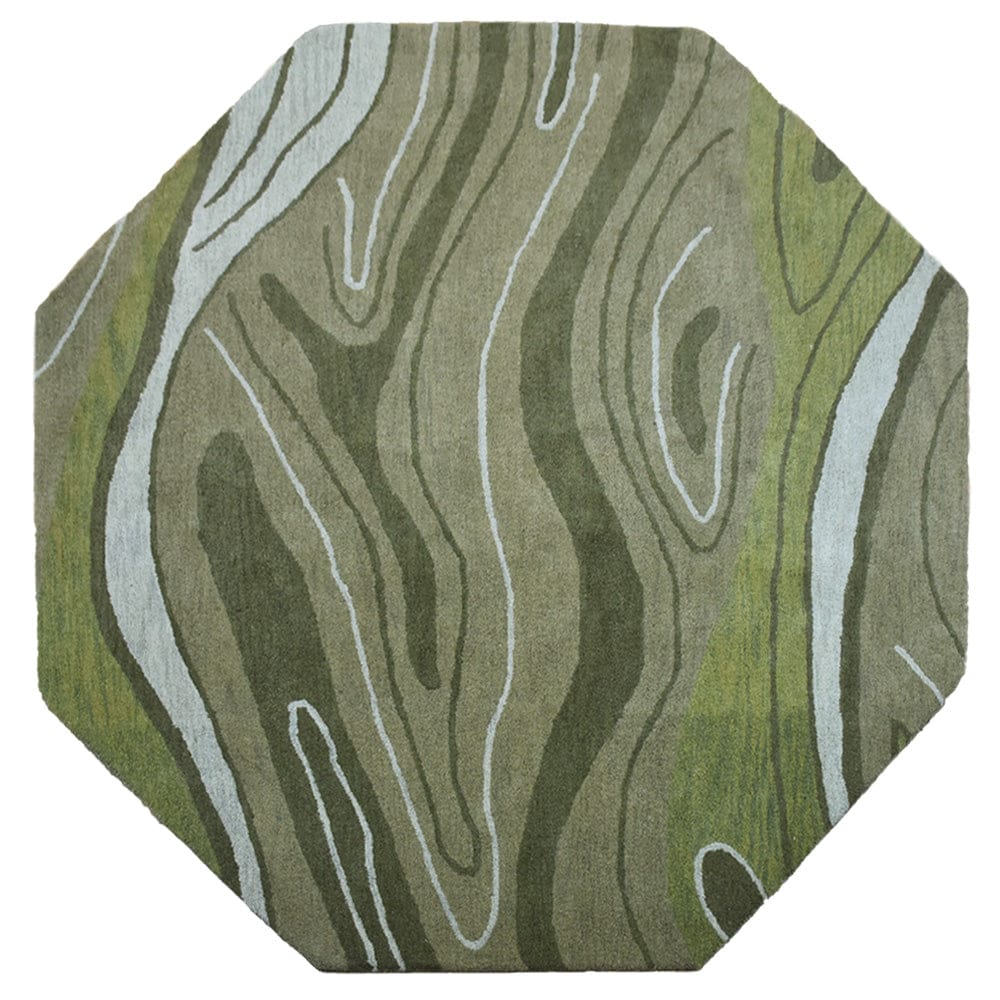 Rugsotic Carpets  HAND TUFTED WOOL ECO-FRIENDLY AREA RUGS  - 10'x10' Octagon Shape Green Color Abstract Modern Design High Pile Thick Handmade Anti Skid Area Rugs for Living Room Bed Room K00672
