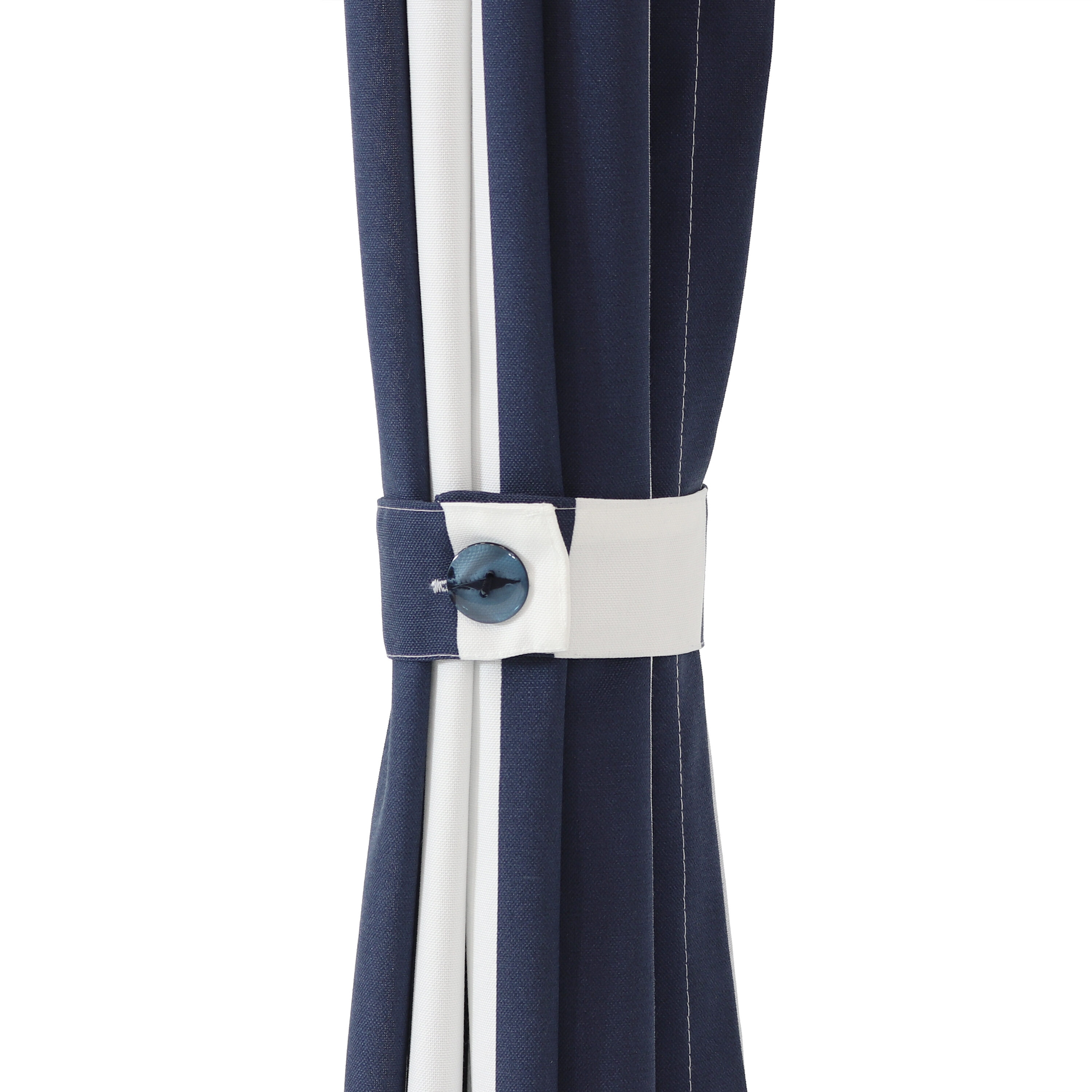 Blue and White Stripe Polyester Light-Filtering Grommet Curtain Panel