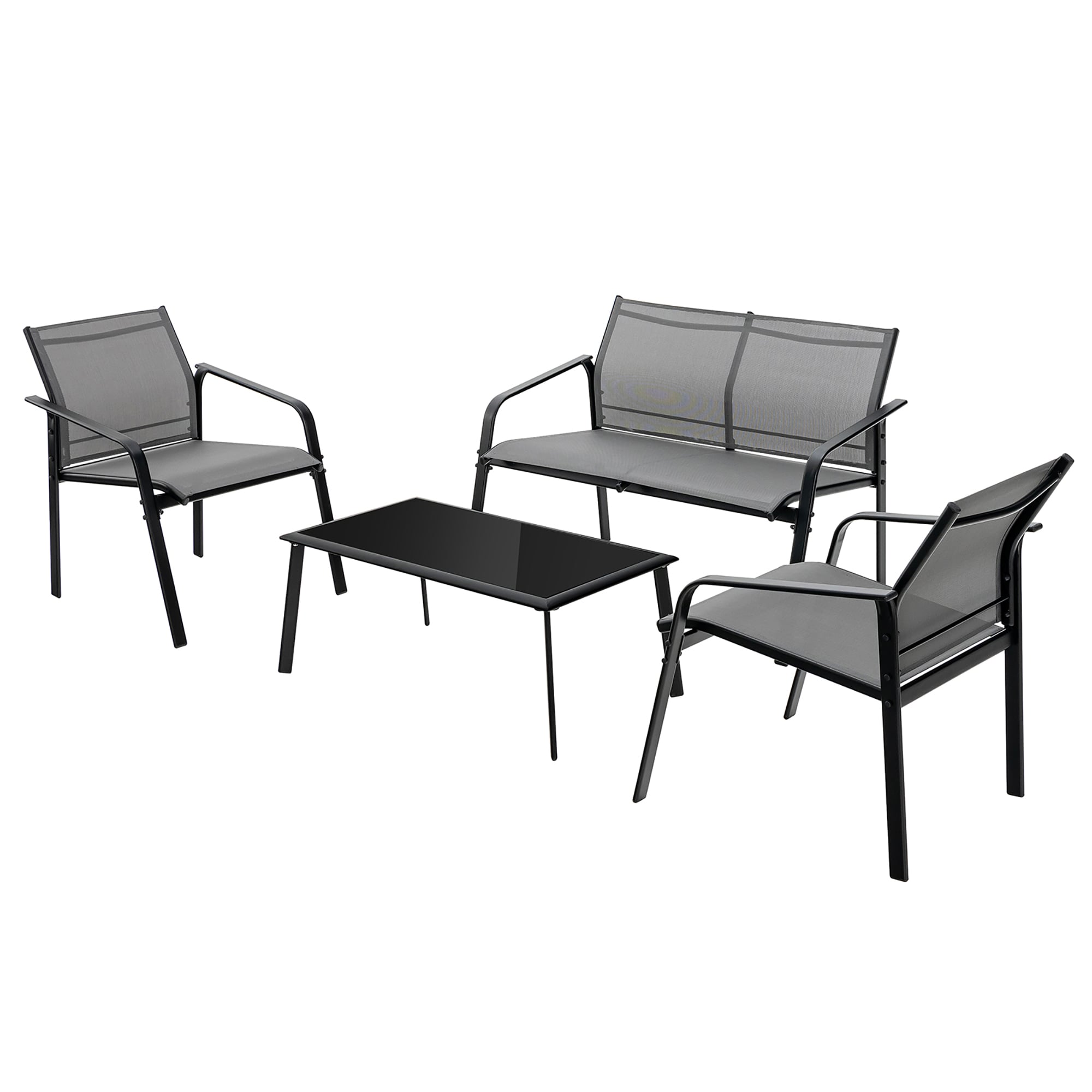 Costway NP10474GR 4 -Piece Patio Conversation Set with Gray