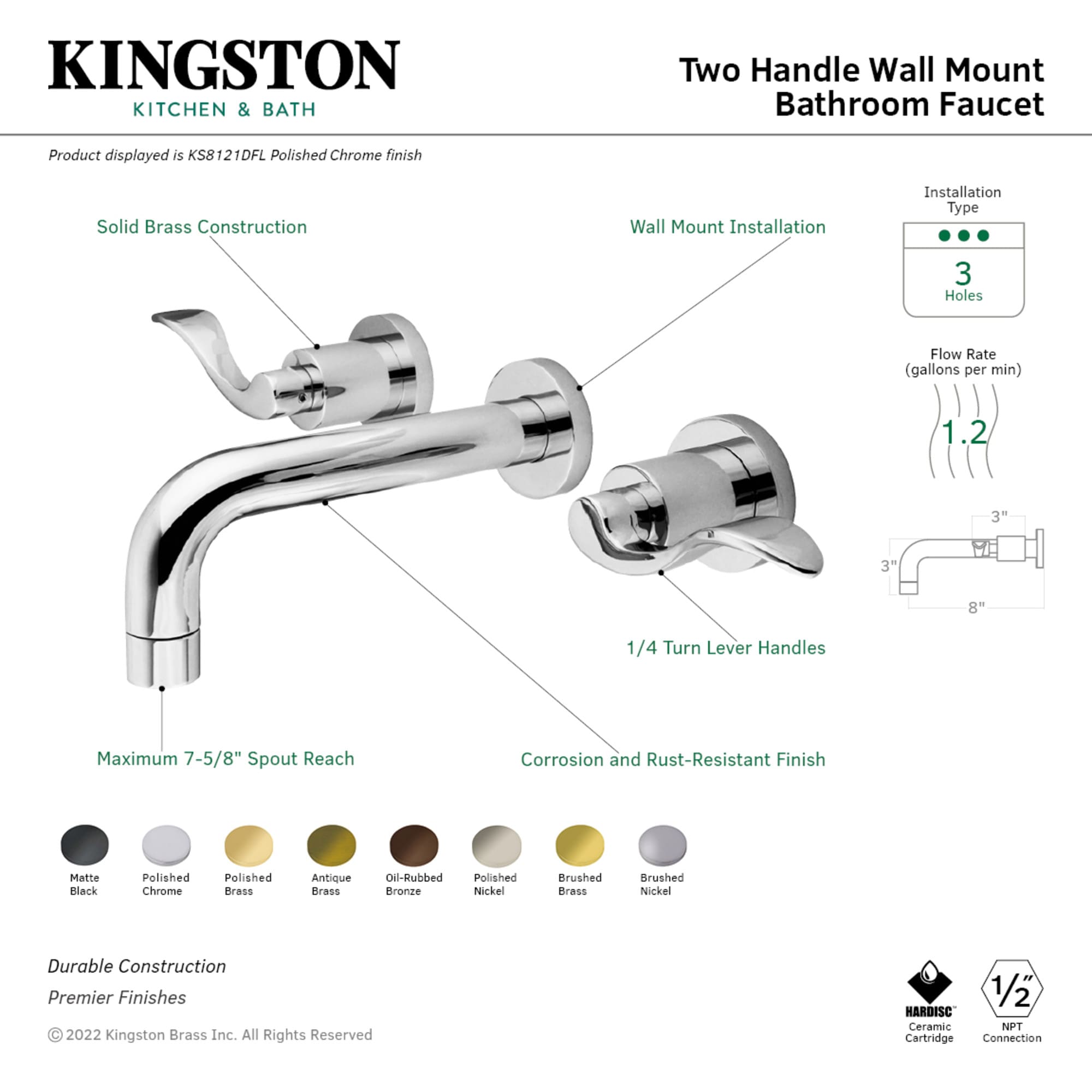Kingston Brass WLKS8126DFL Lavatory-Faucets - View #2
