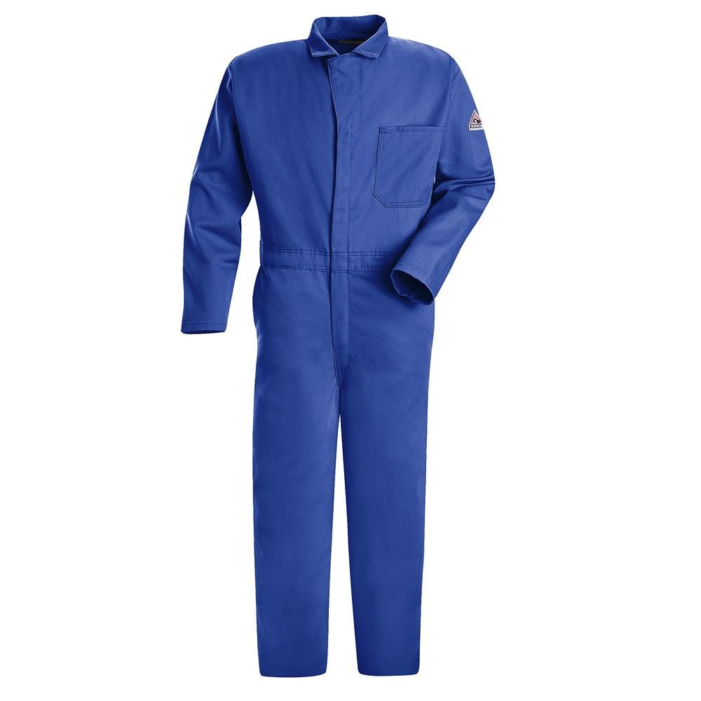 bright blue coveralls