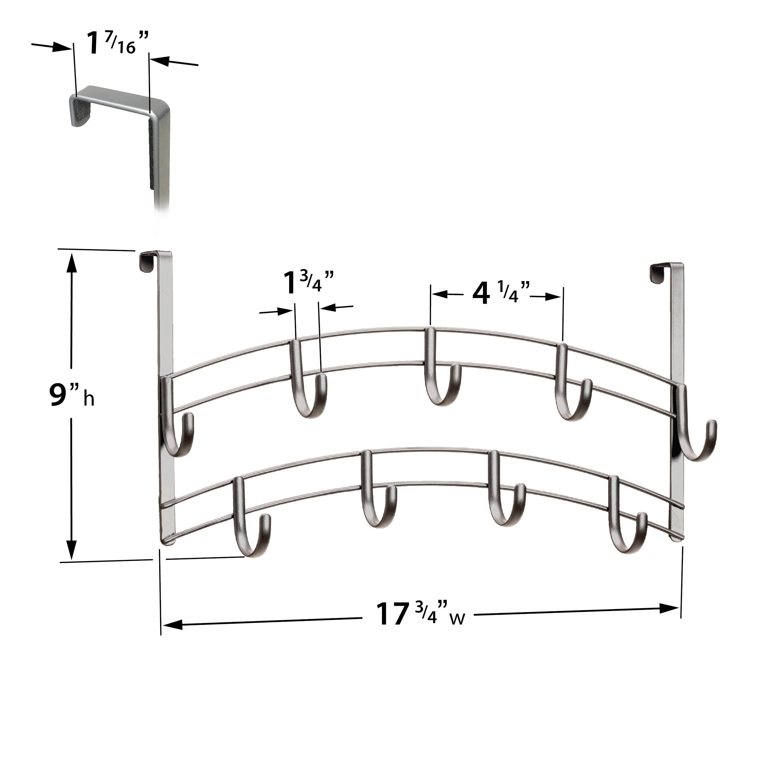 Lynk Steel Clothing Rack with 14 Large Hooks - Platinum Finish