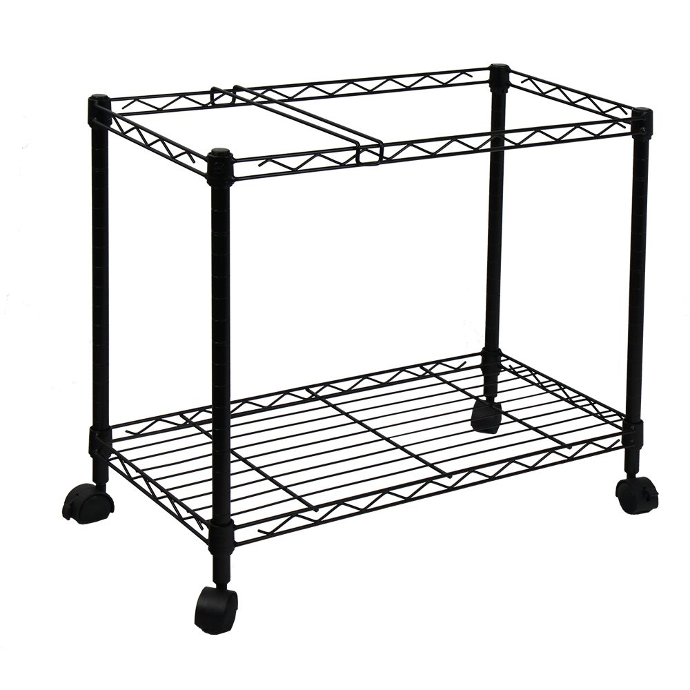JUSHUA Oceanstar Portable 1-Tier Metal Rolling File Cart Black