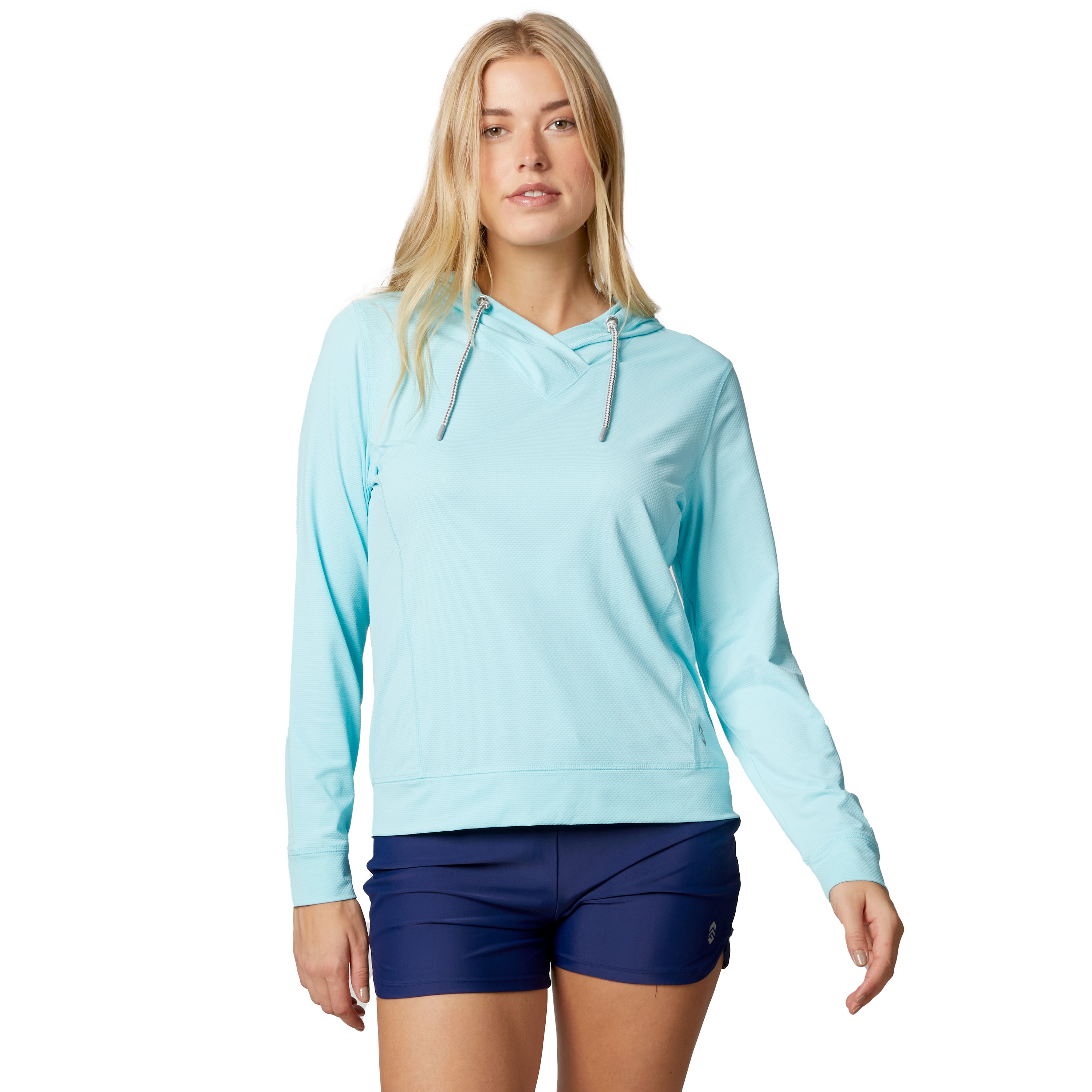 Free Country SZLSS5819 AQUA L Women's Blue Knit Long sleeve Solid Hoodie ( Large )