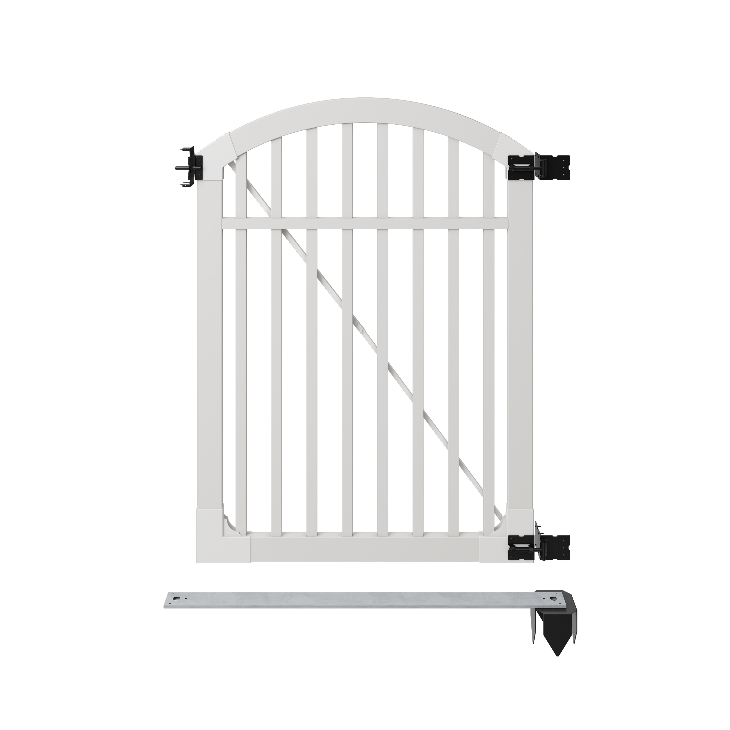 WamBam Fence Premium 4-ft W 3-Rail Arched Pool Style Vinyl Fence gate No Dig (Unassembled)